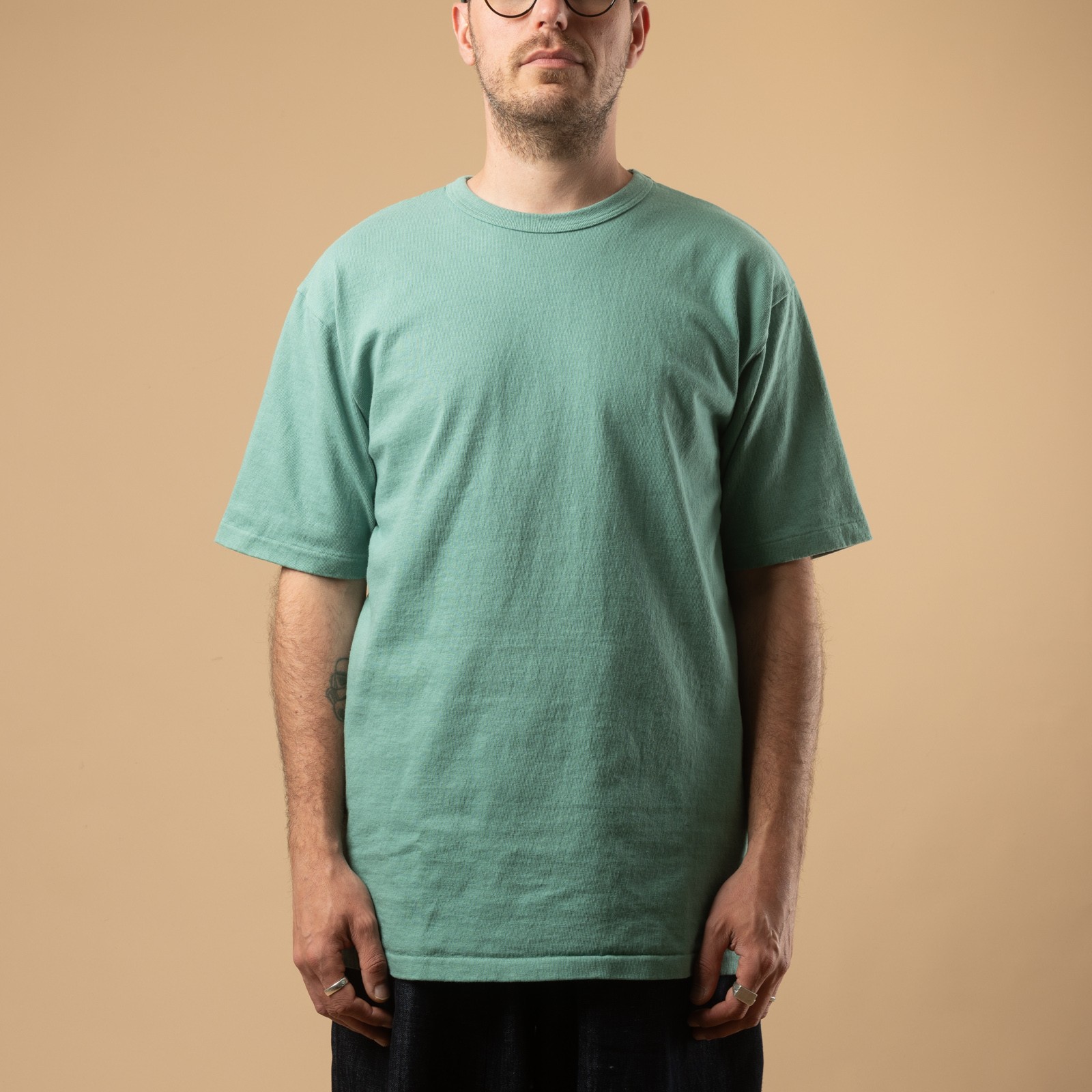 Image-Flâneurs_DUBBLE WORKS / Heavyweight Short Sleeve Tee Emerald_de-face