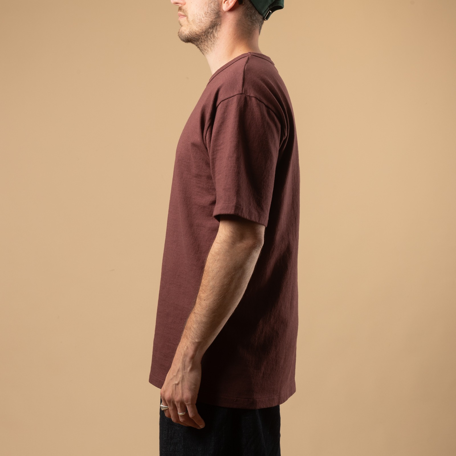 Image-Flâneurs_DUBBLE WORKS / Heavyweight Short Sleeve Tee Bordeaux_de-profil