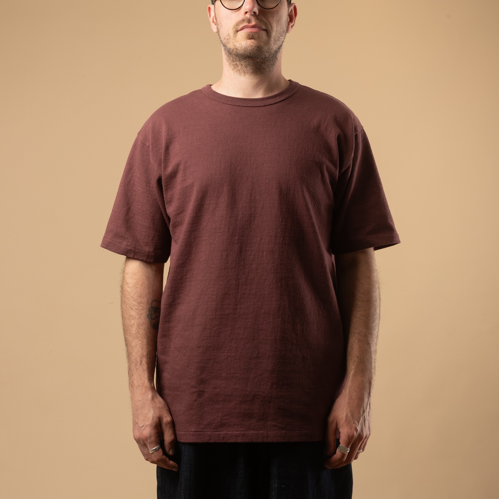 Image-Flâneurs_DUBBLE WORKS / Heavyweight Short Sleeve Tee Bordeaux_de-face