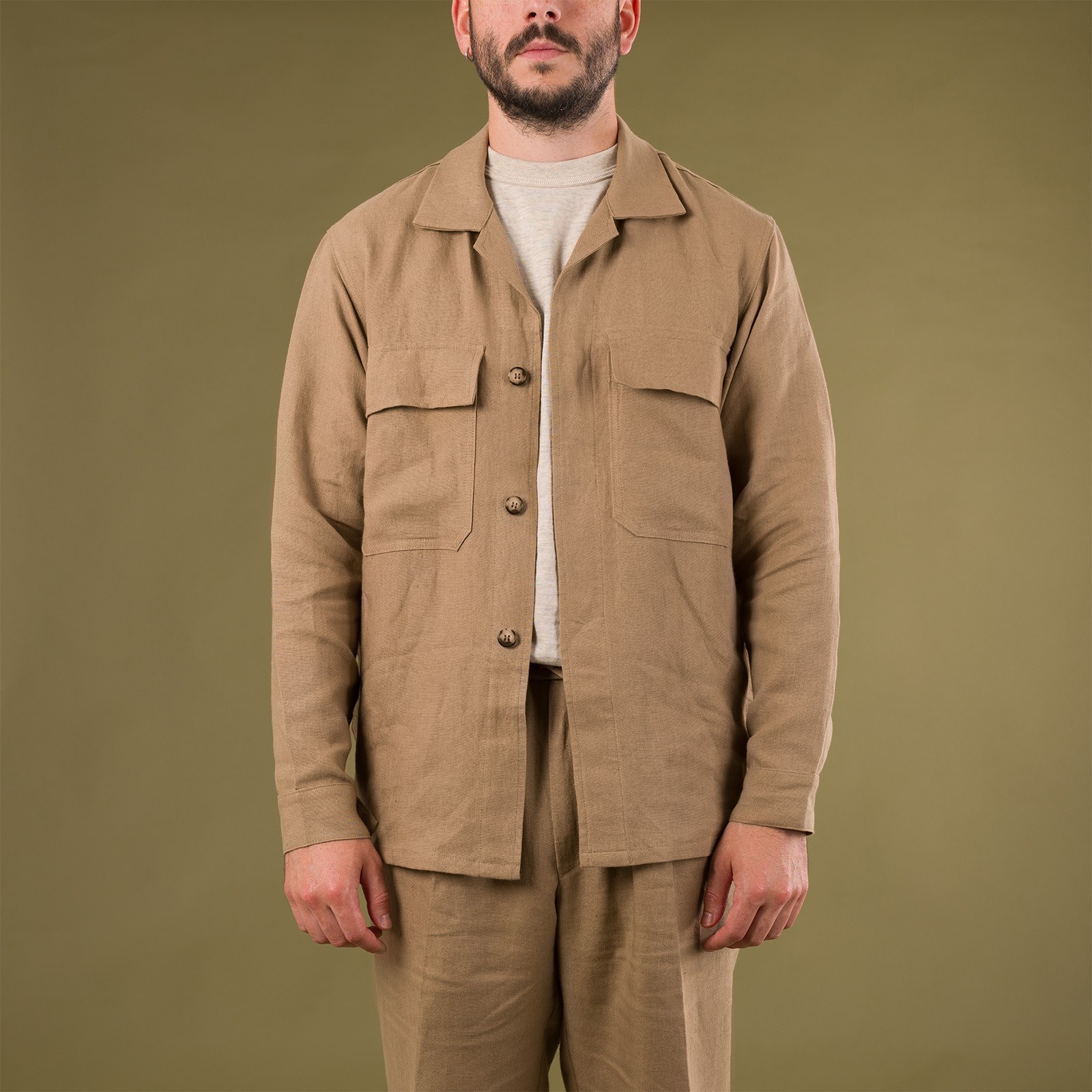 INFORMALE x FLÂNEURS / WS50 Linen Work Shirt Mushroom