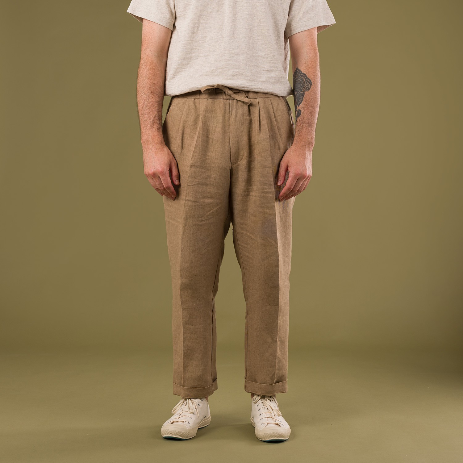 INFORMALE x FLÂNEURS / T005 Linen Drawstring Trouser Mushroom