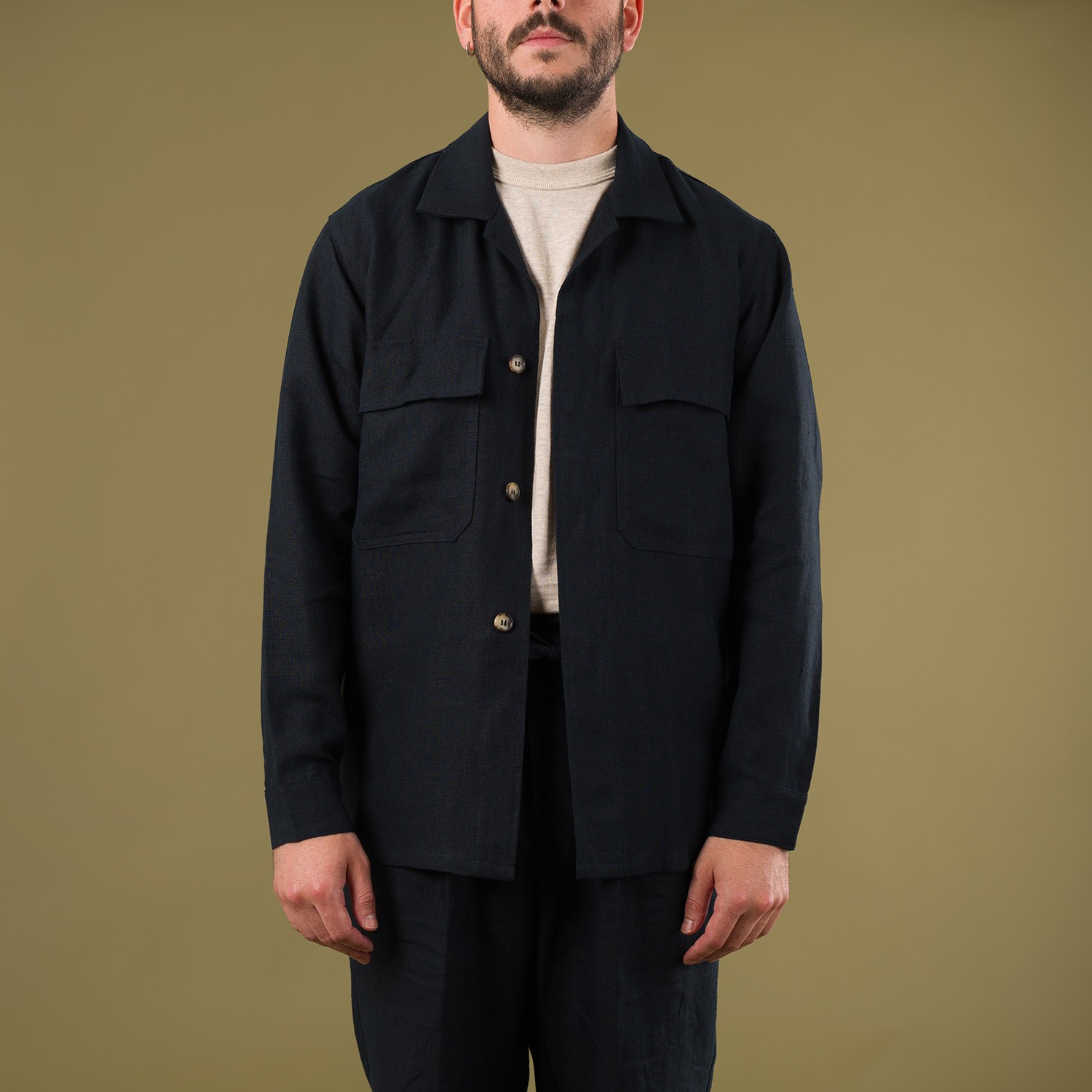 INFORMALE x FLÂNEURS WS50 Linen Work Shirt Navy front