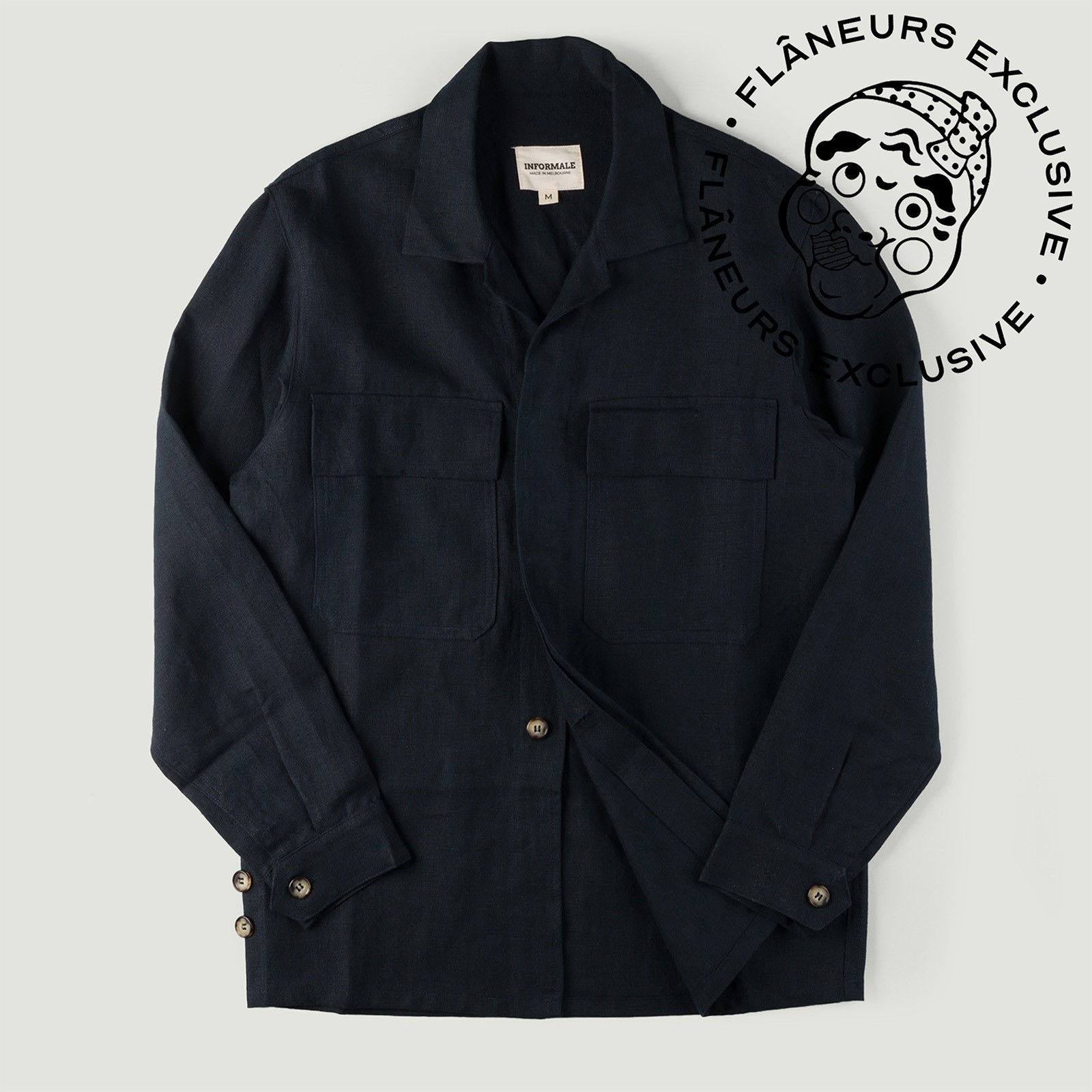 INFORMALE x FLÂNEURS / WS50 Linen Work Shirt Navy