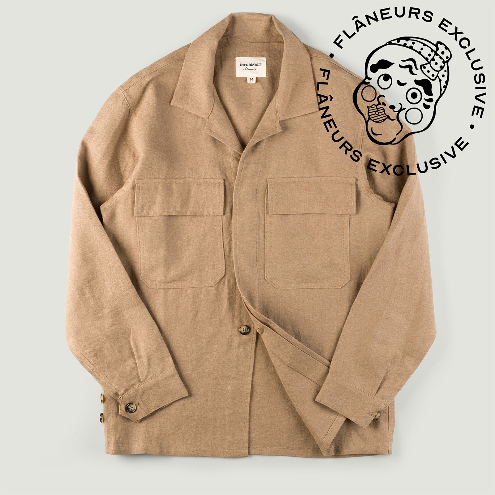 INFORMALE x FLÂNEURS / WS50 Linen Work Shirt Mushroom