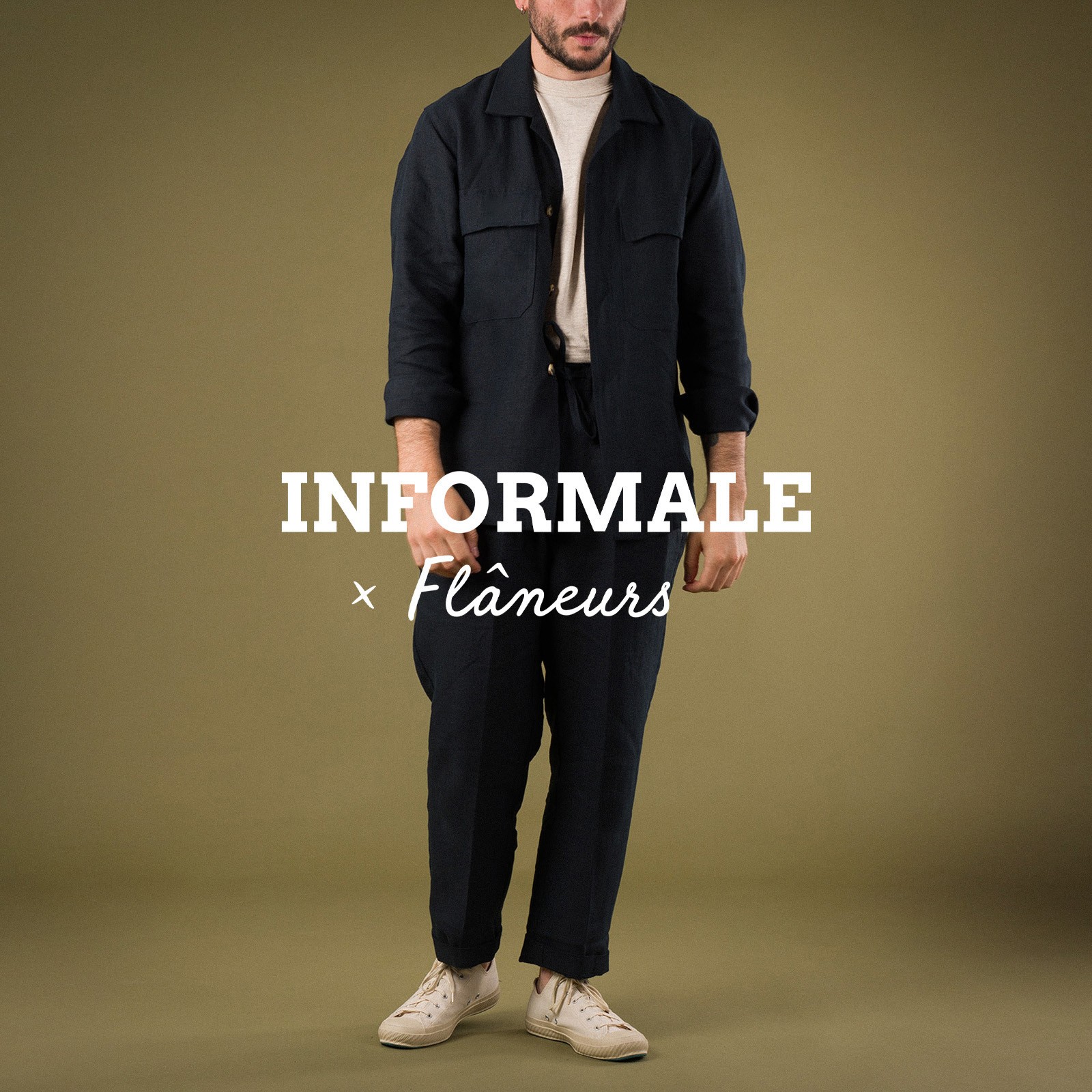 INFORMALE x FLÂNEURS / WS50 Linen Work Shirt Navy
