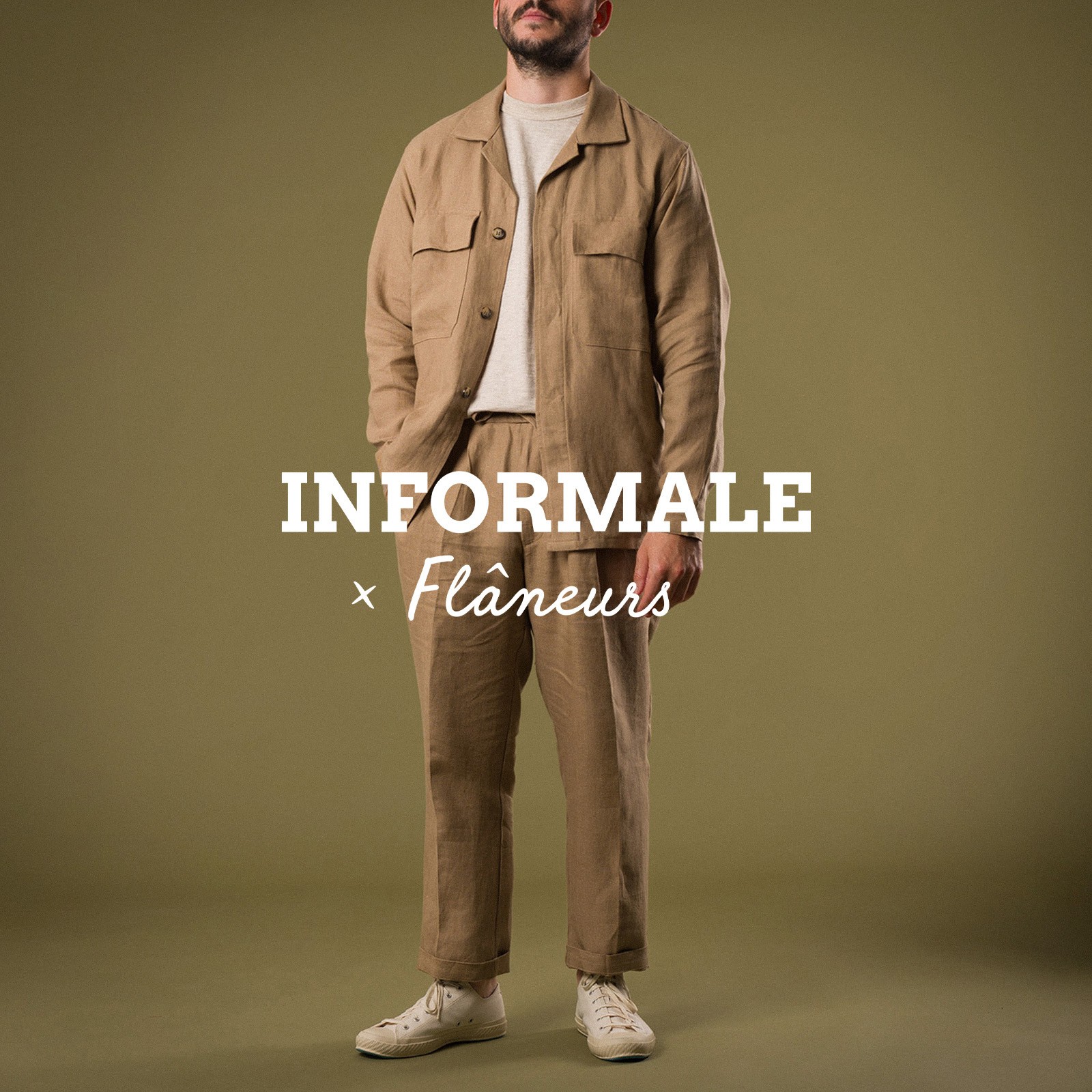 INFORMALE x FLÂNEURS / T005 Linen Drawstring Trouser Mushroom