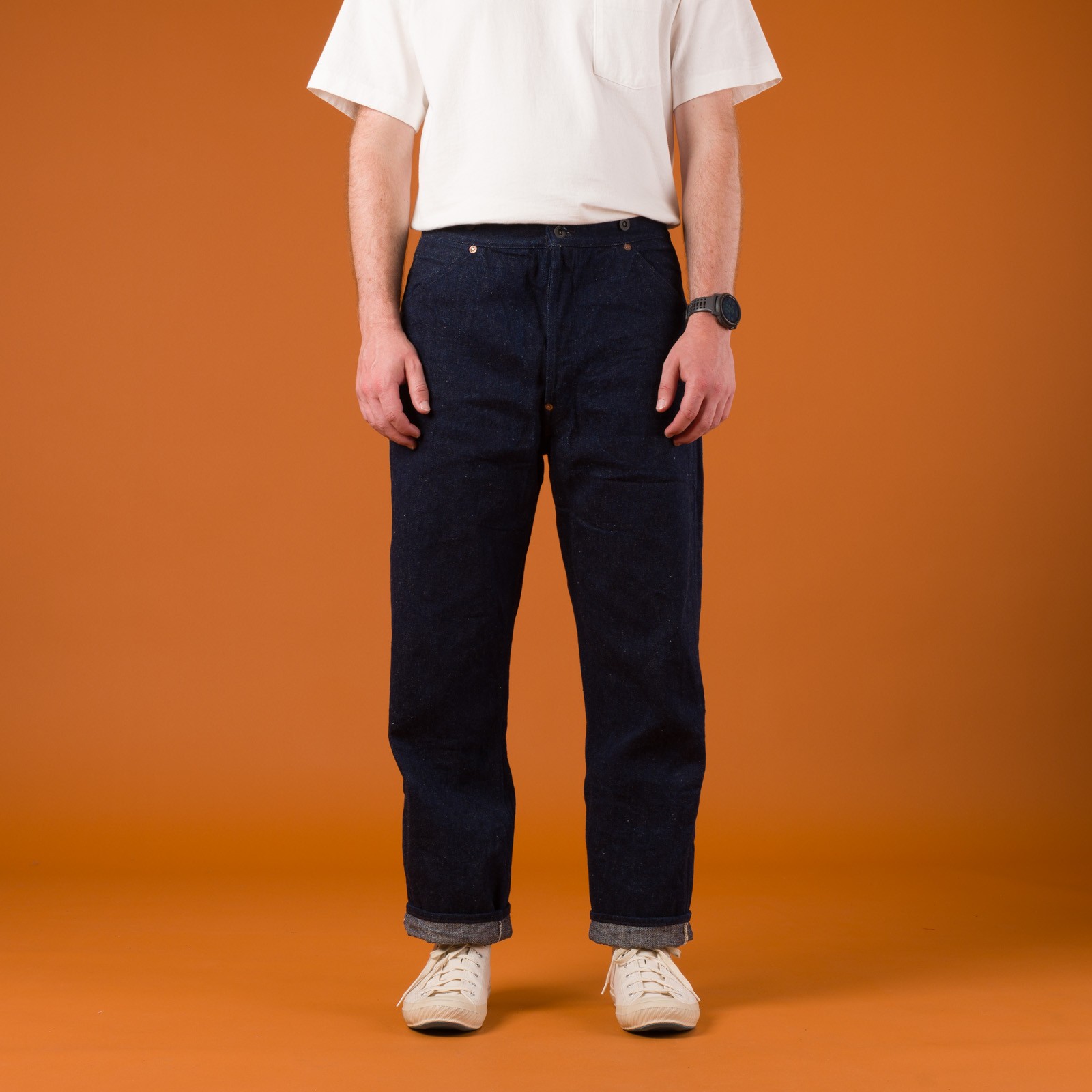 Image-Flâneurs_	WAREHOUSE & CO. / Lot.1333 1915'S Waist Overall Denim Trousers Indigo_face