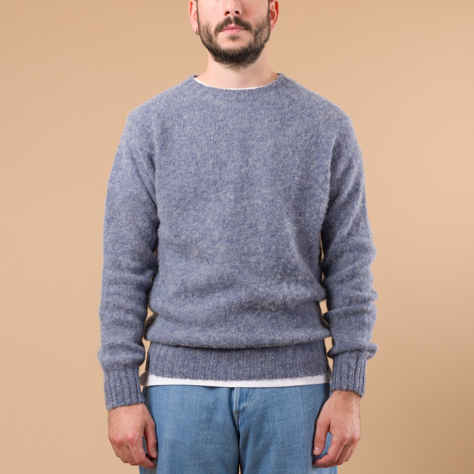 Harley Of Scotland X Flâneurs Shaggy Crew Neck Sweater Stonewash