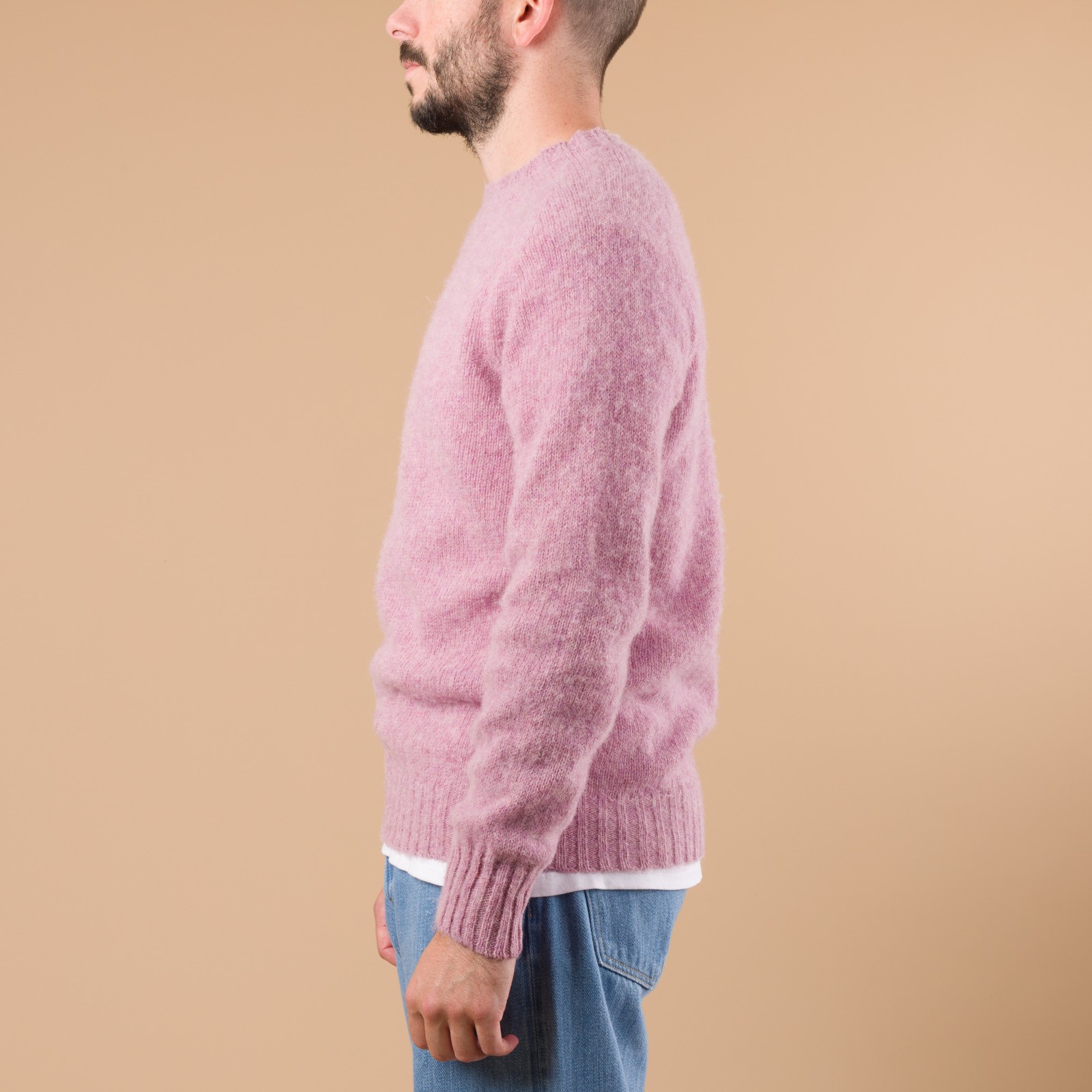 Harley Of Scotland X Flâneurs Shaggy Crew Neck Sweater Pink Lavender
