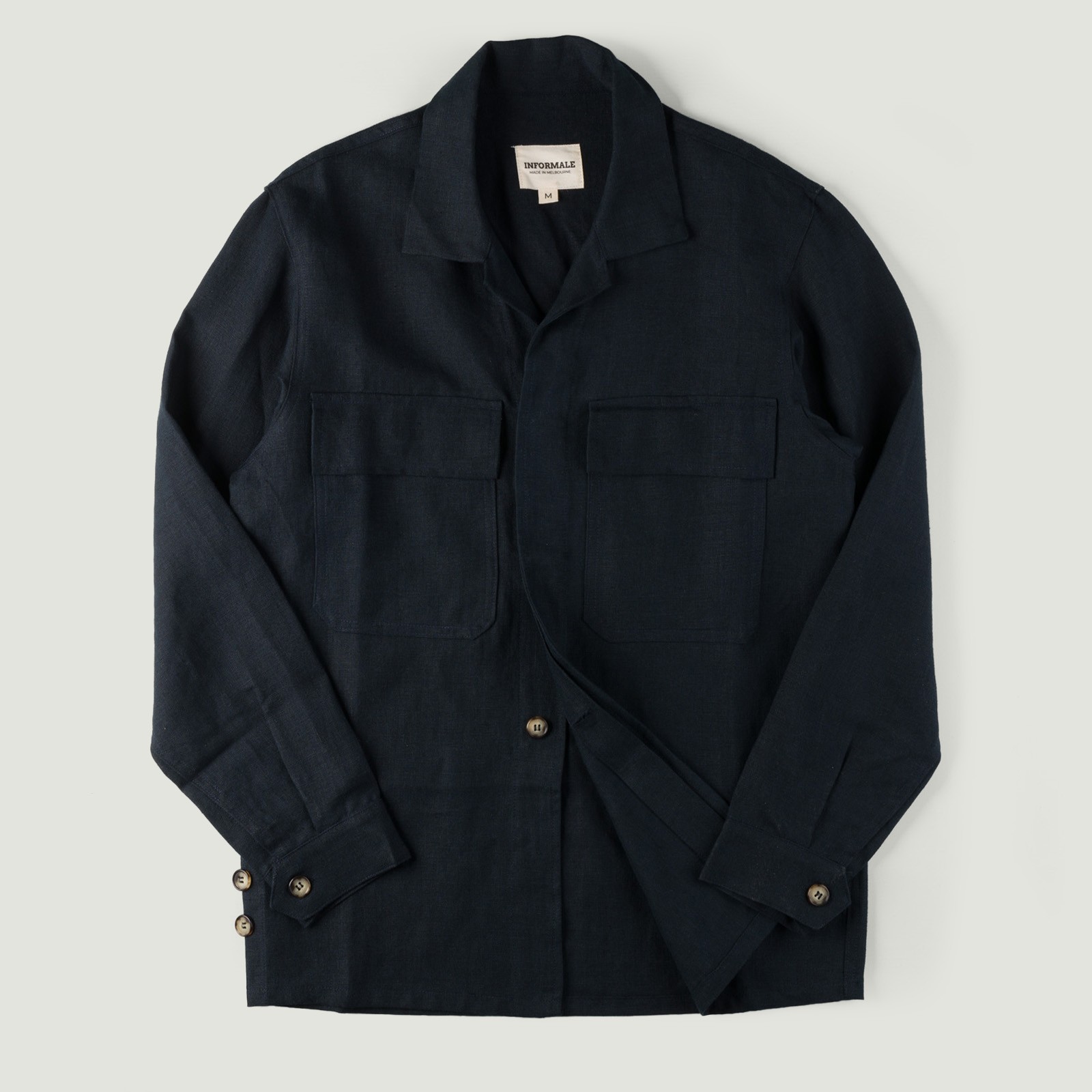 vignette INFORMALE x FLÂNEURS WS50 Linen Work Shirt Navy front