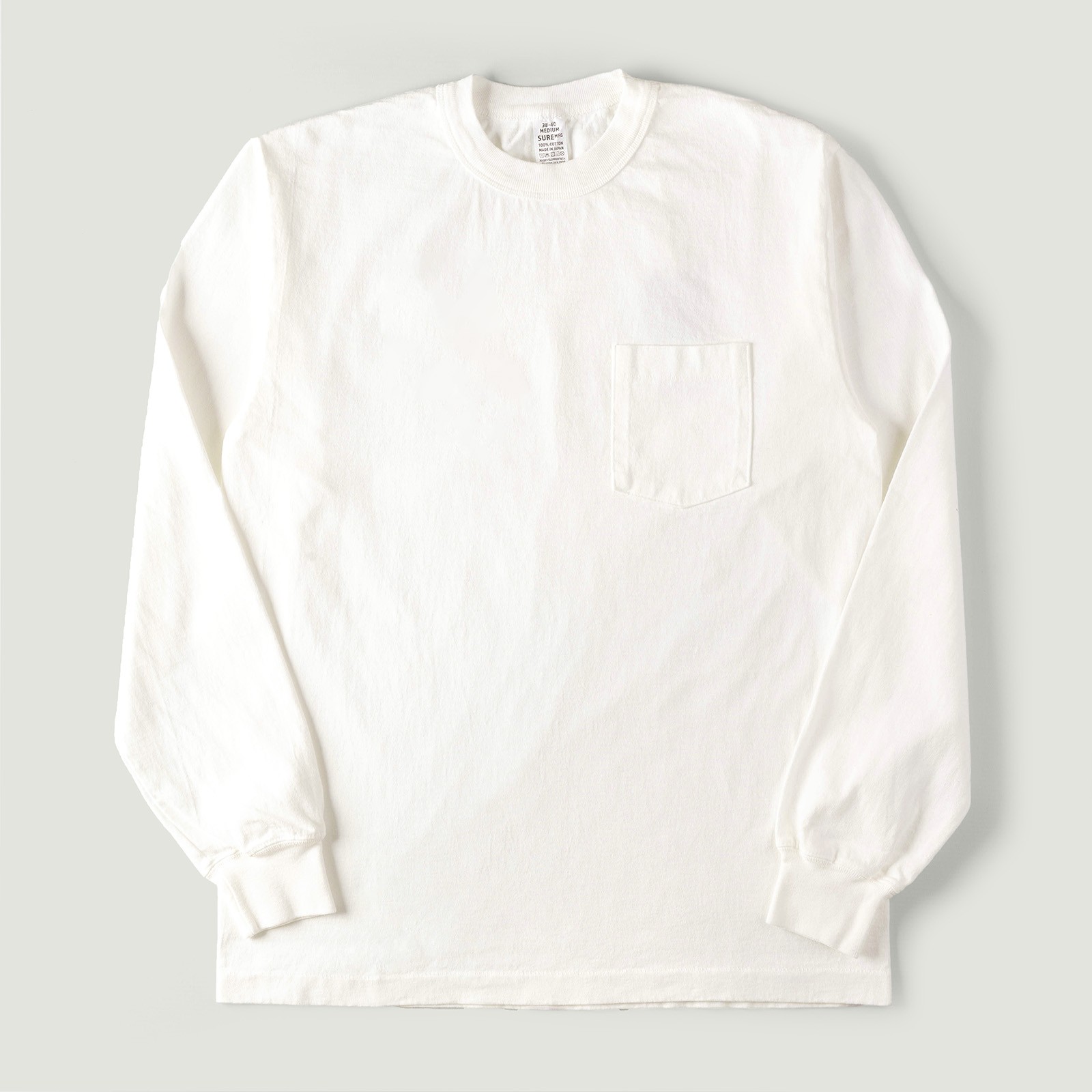"SURE MFG" 7.5oz Pocket Long Sleeve Tee Off White