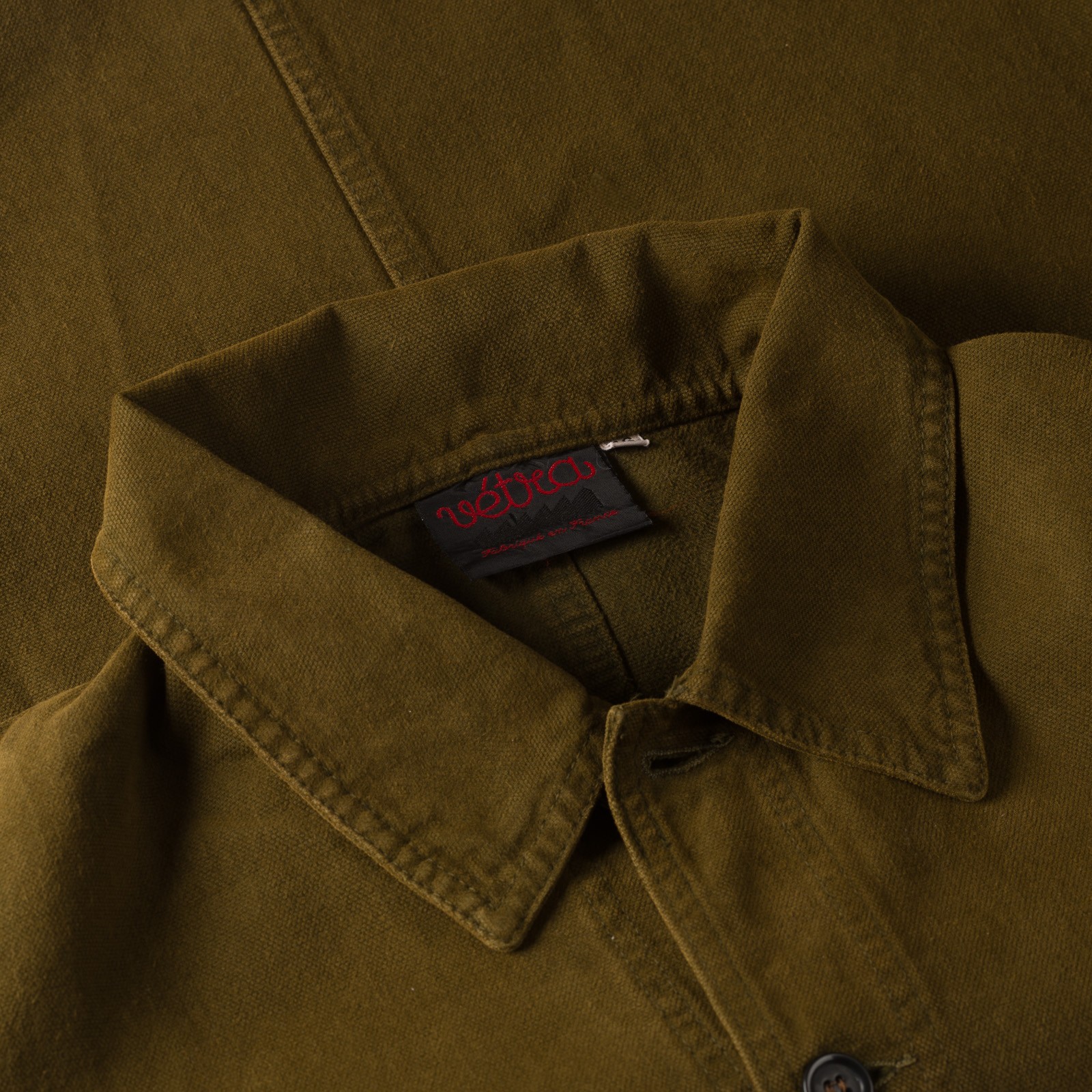 Image-Flâneurs_VETRA / Dark Khaki Brushed Canvas Weaved Jacket_detail-1