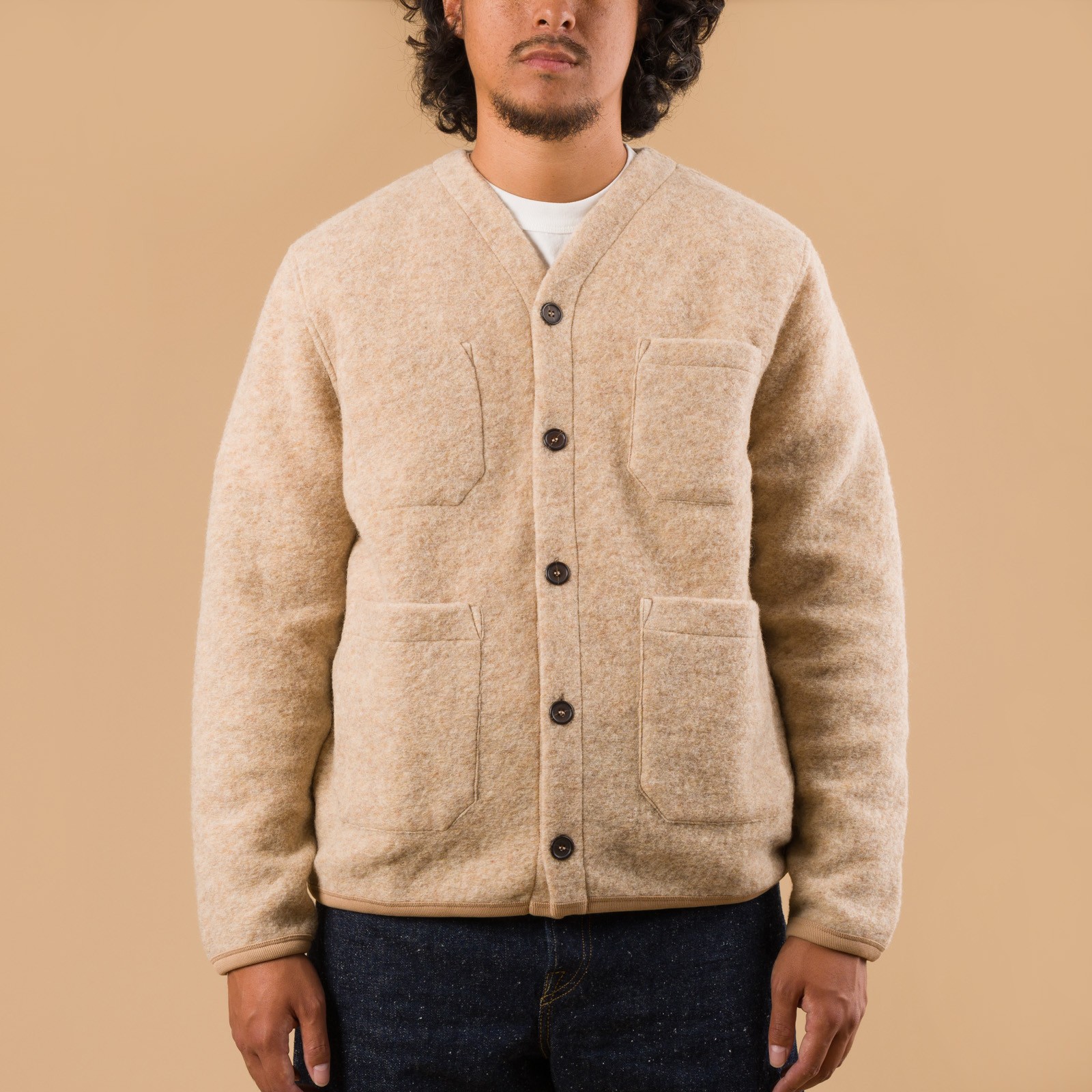 Wool Fleece Cardigan Fawn