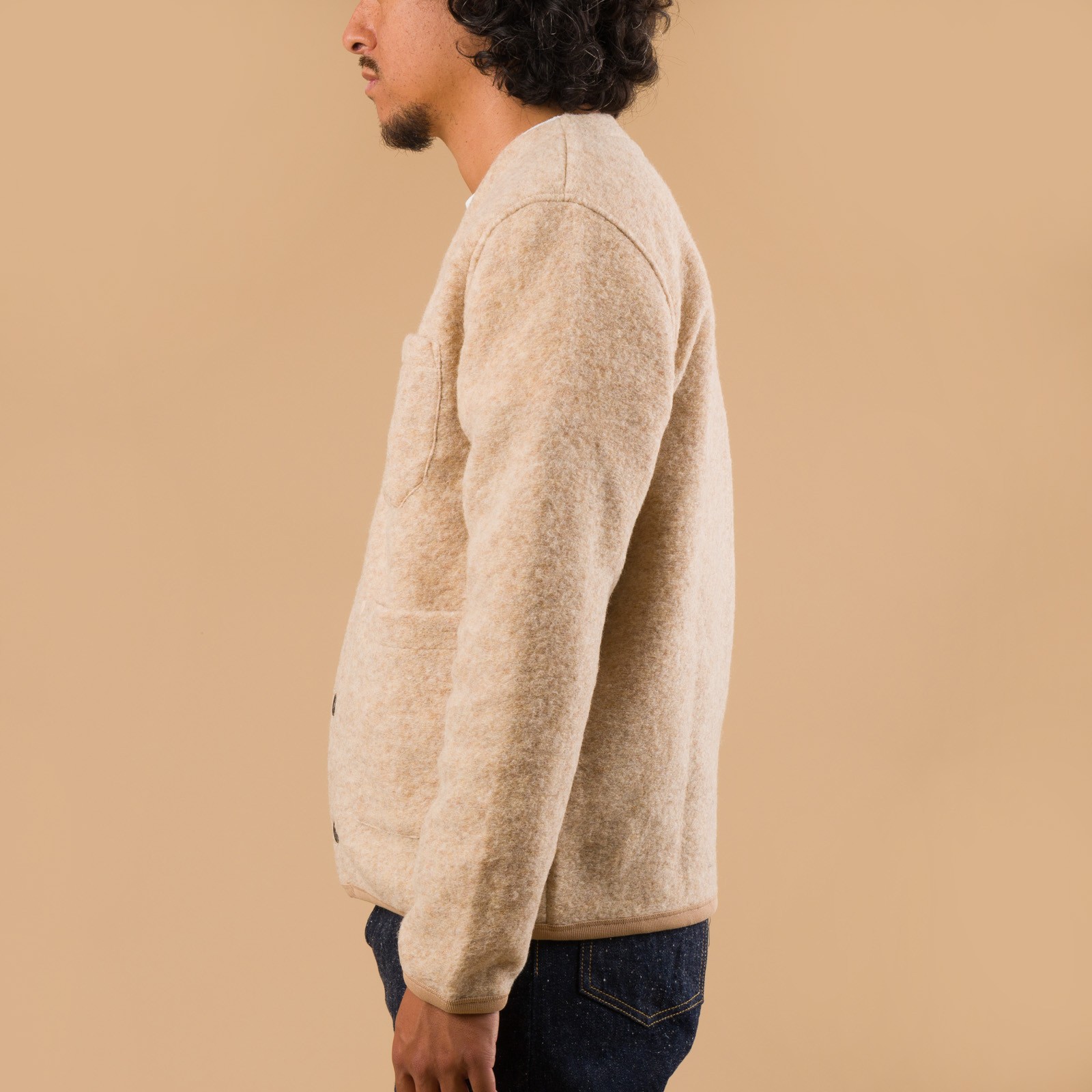 Wool Fleece Cardigan Fawn