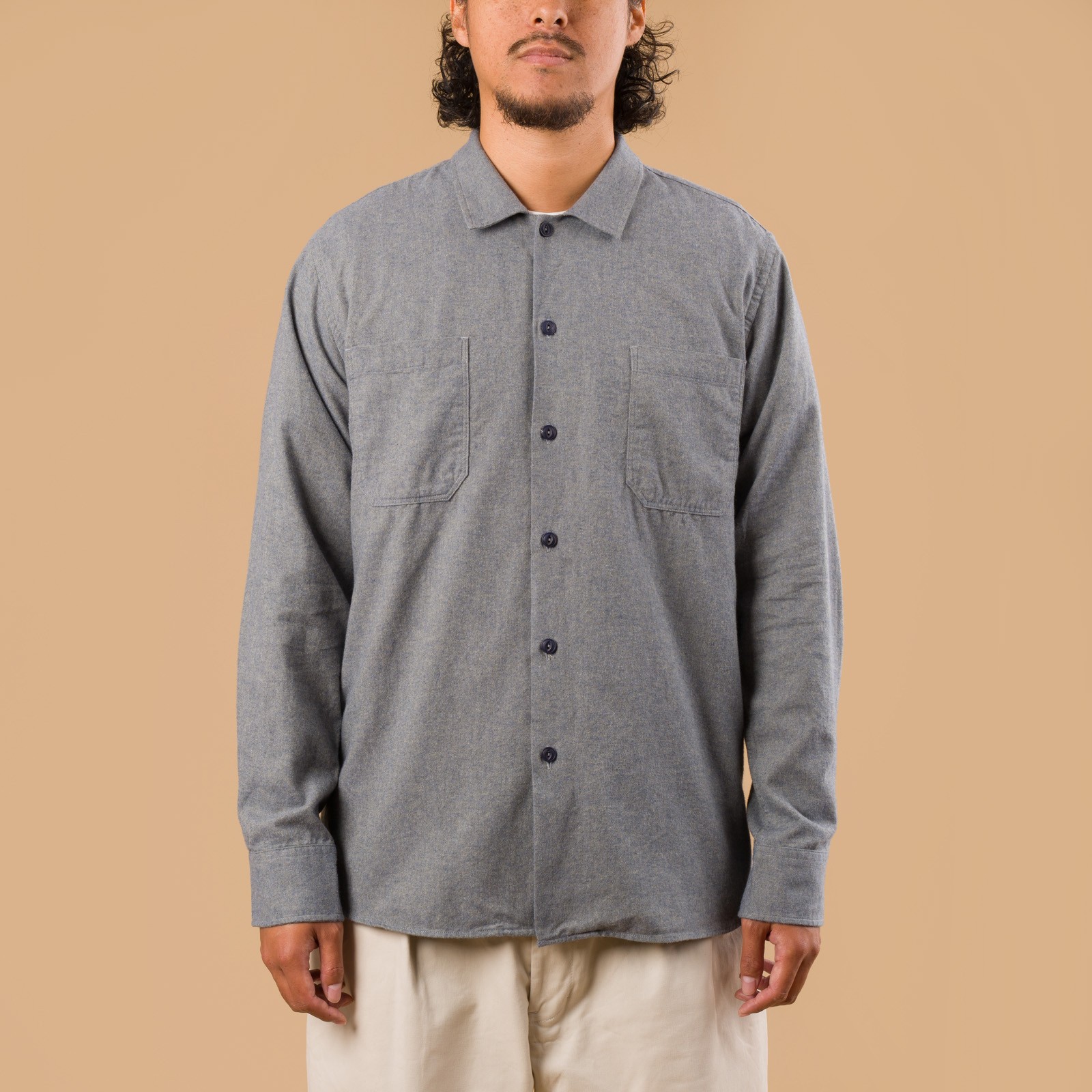 Brushed Flannel Work Shirt Navy