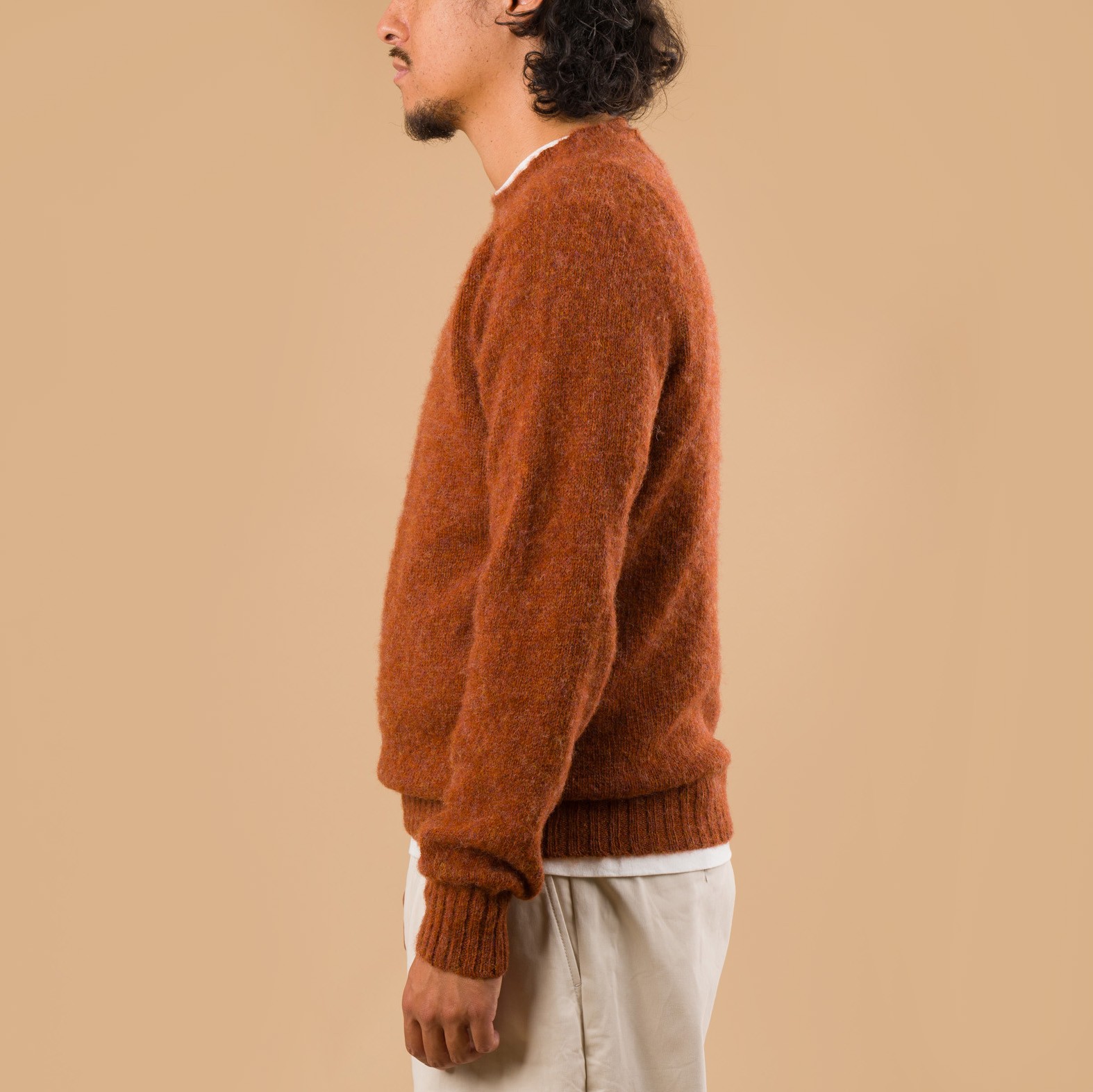 Harley Of Scotland X Flâneurs Shaggy Crew Neck Sweater Terracotta
