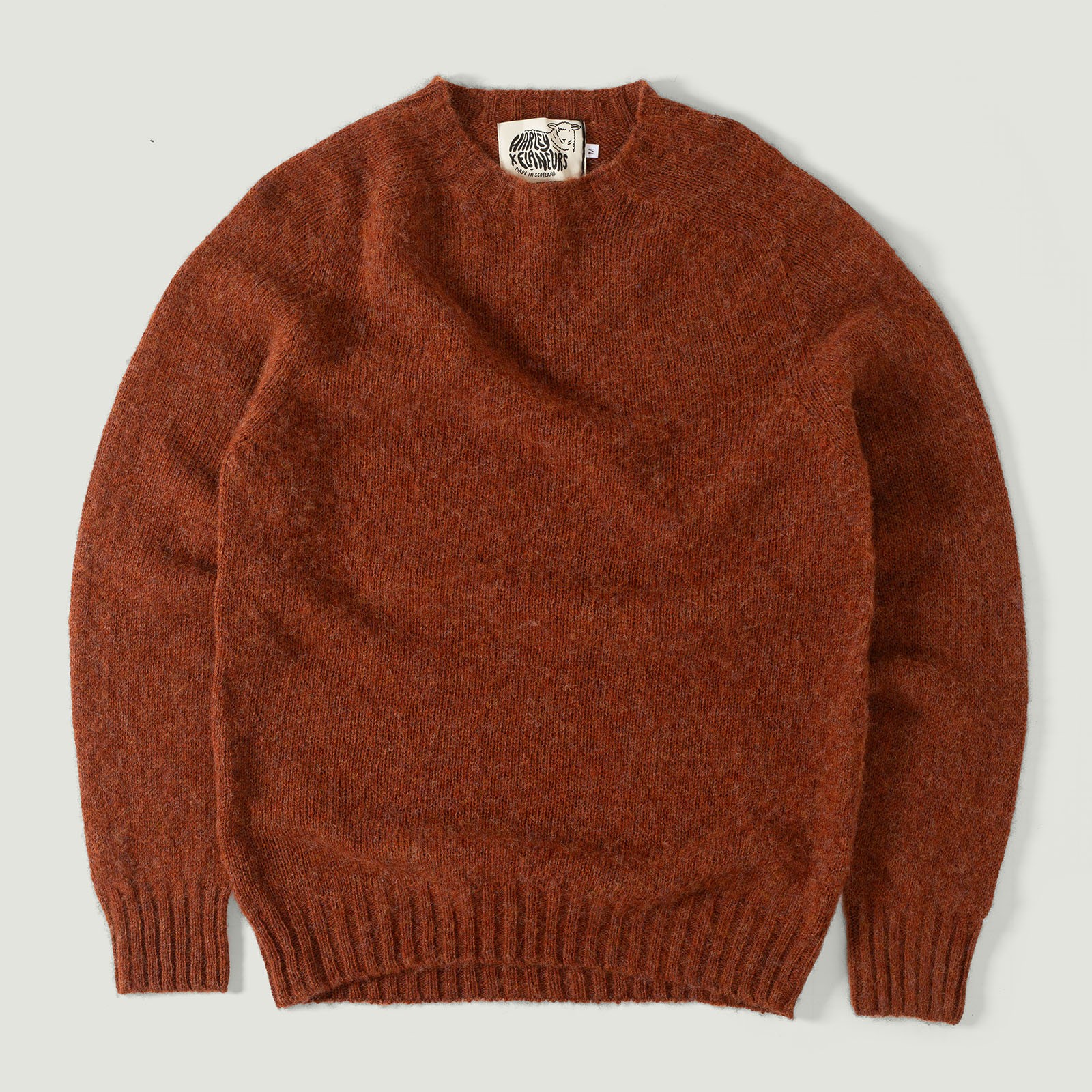 Harley Of Scotland X Flâneurs Shaggy Crew Neck Sweater Terracotta