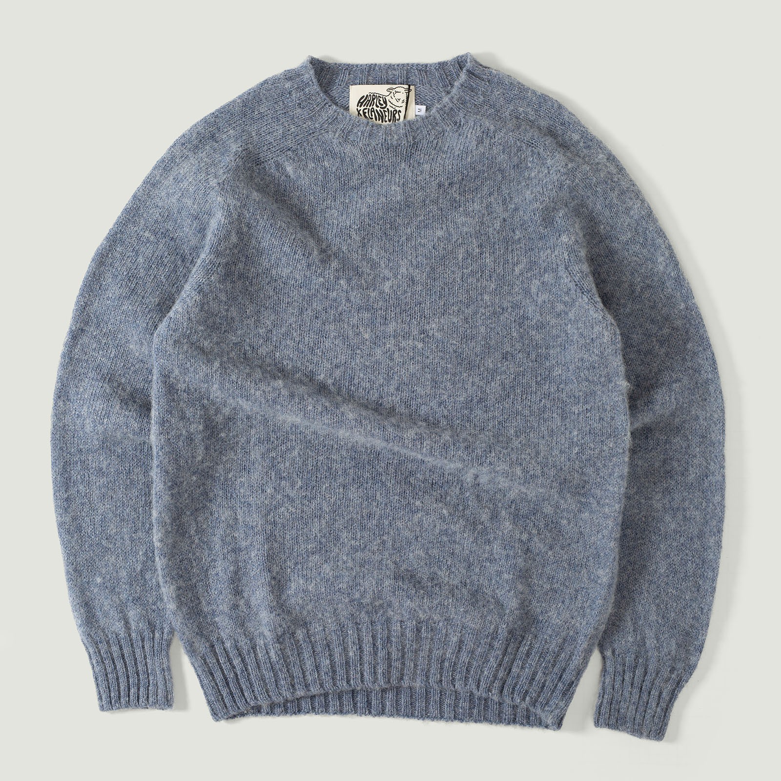 Harley Of Scotland X Flâneurs Shaggy Crew Neck Sweater Stonewash