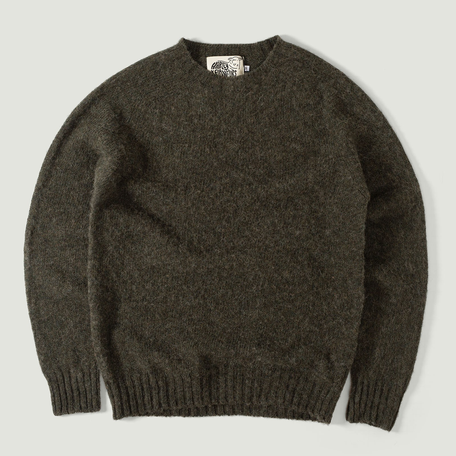 image vignette Pull Harley Of Scotland X Flâneurs Shaggy Crew Neck Sweater Bog