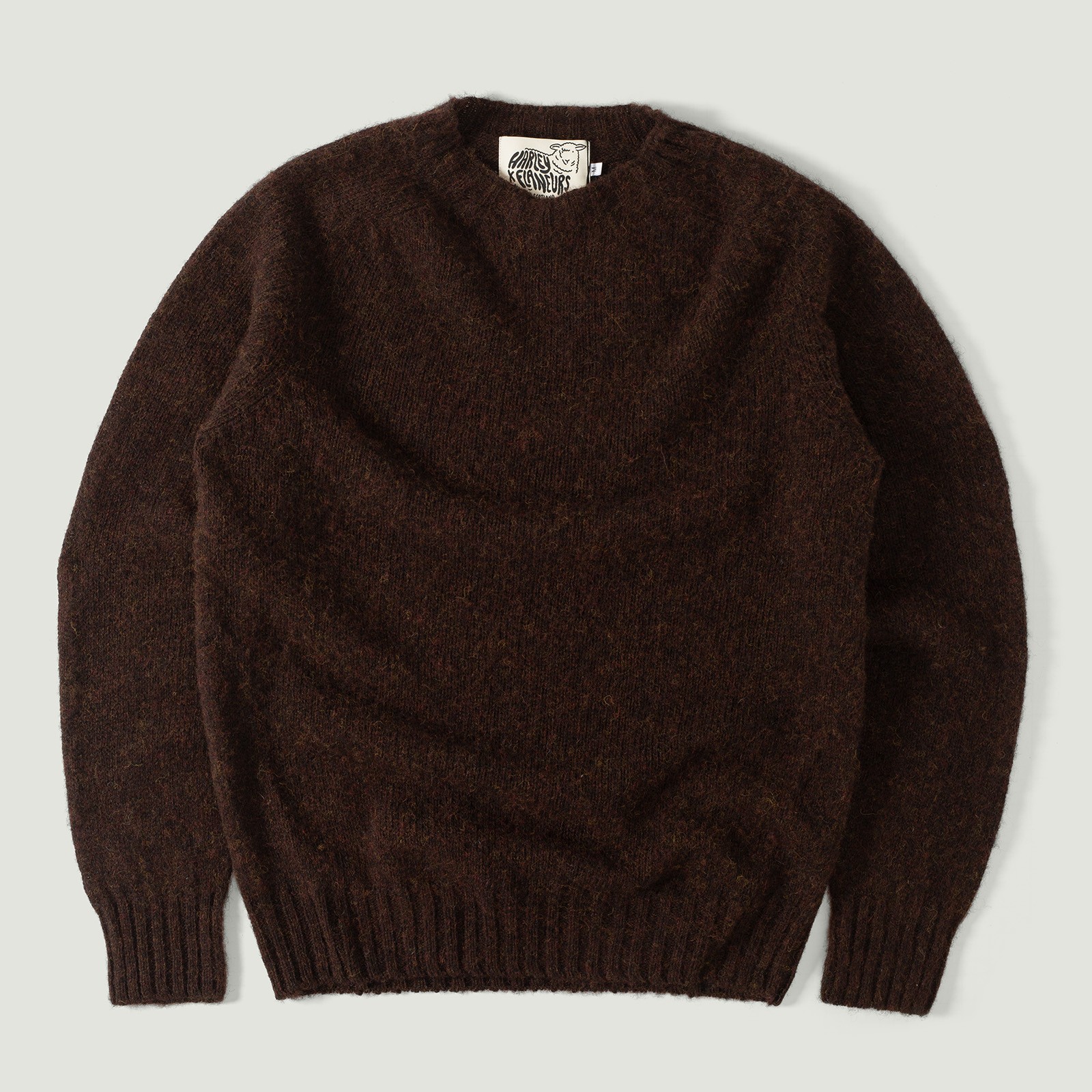 image vignette Pull Harley Of Scotland X Flâneurs Shaggy Crew Neck Sweater Mocha