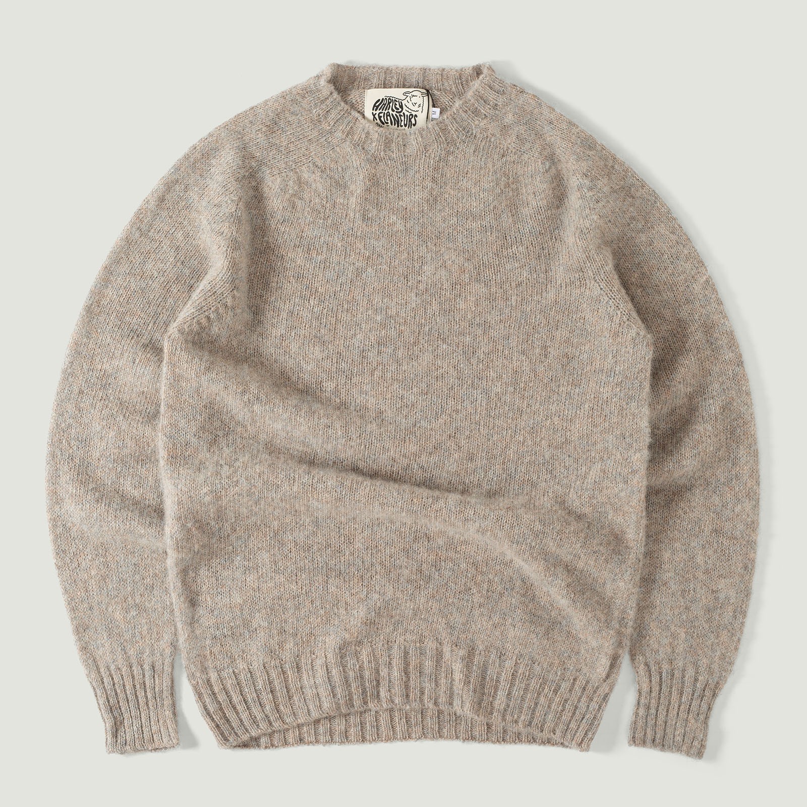 image vignette Pull Harley Of Scotland X Flâneurs Shaggy Crew Neck Sweater Pebble