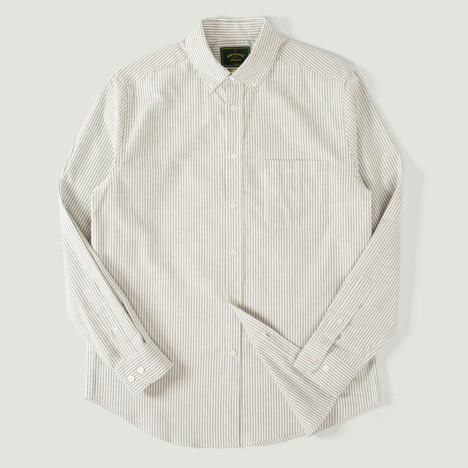 Brushed Oxford Stripe in Moss Green