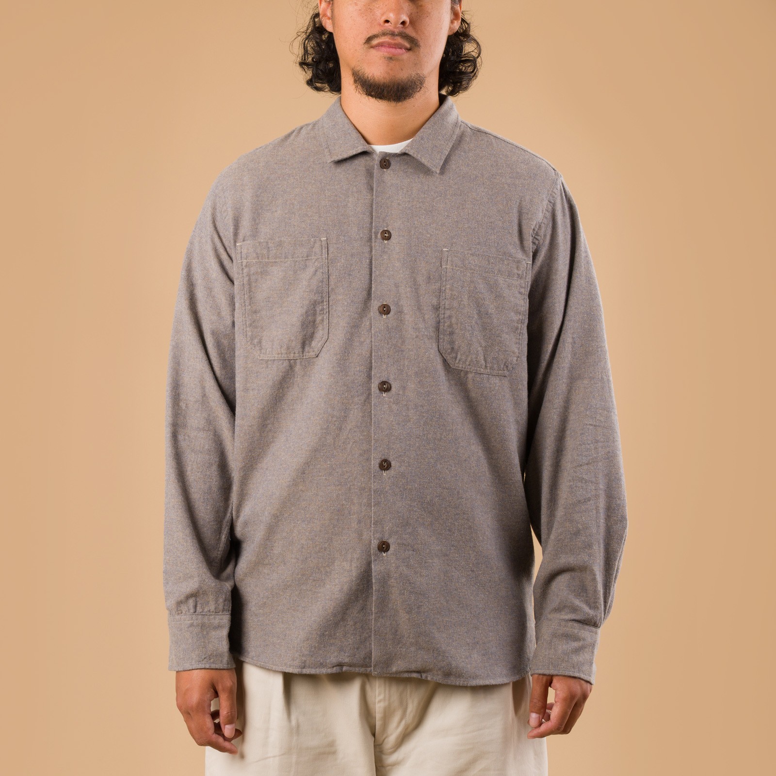 Brushed Flannel Work Shirt Brown