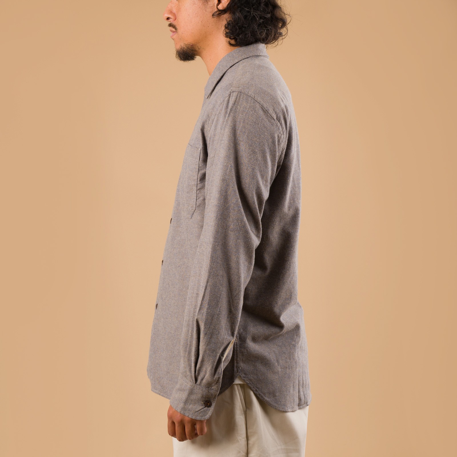 Brushed Flannel Work Shirt Brown