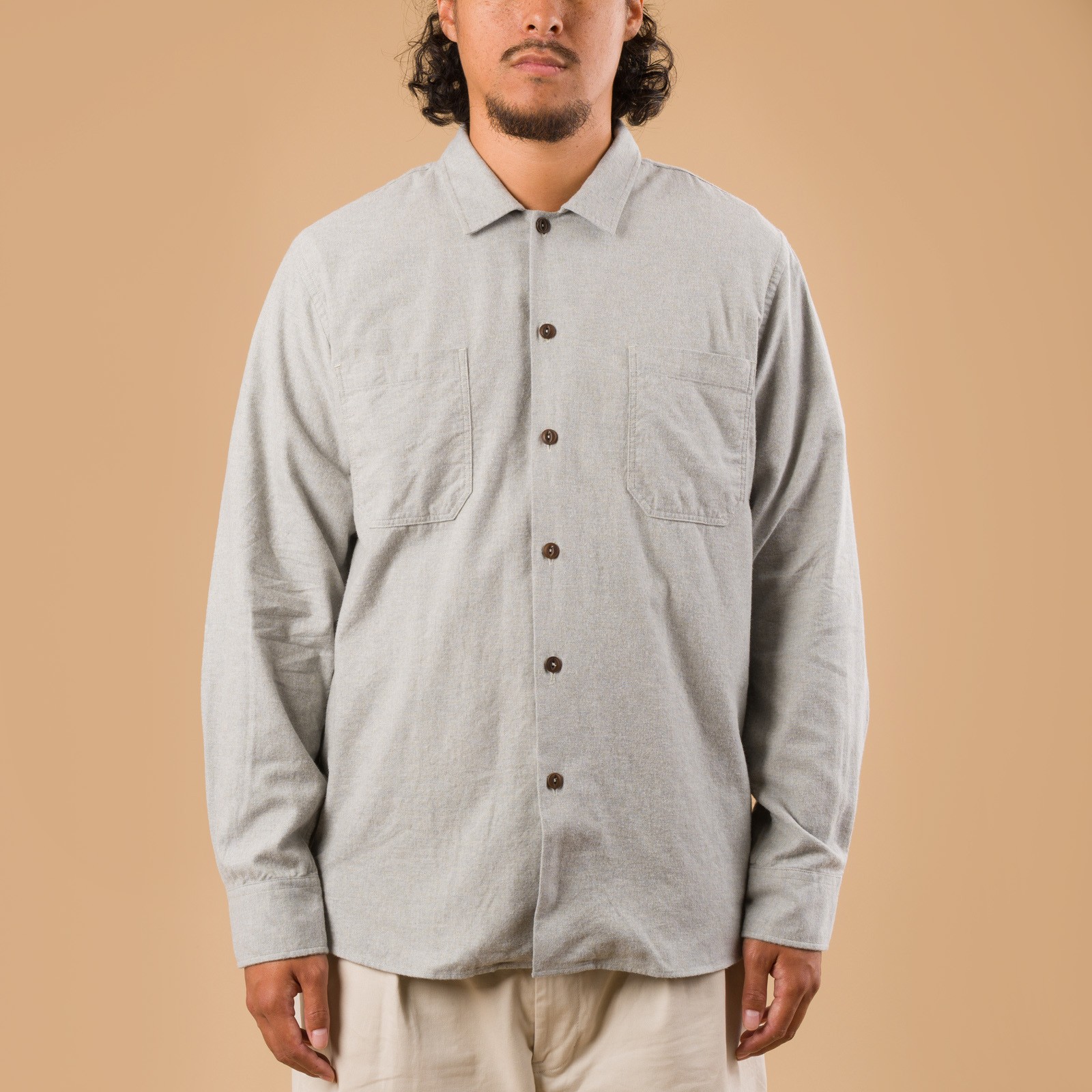 Brushed Flannel Work Shirt Grey