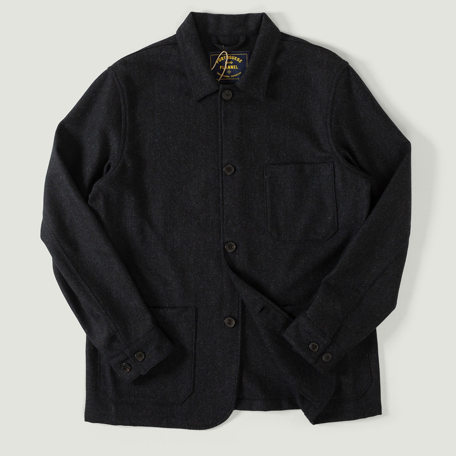 vignette flâneurs PORTUGUESE FLANNEL Labura Herringbone Wool Navy