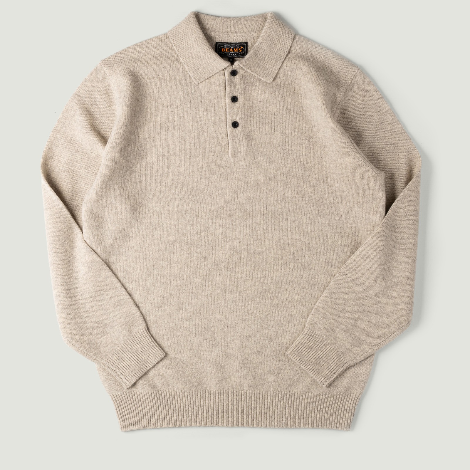 Vignettes-BEAMS-PLUS-flâneurs-pull-Knit-Polo-9G-Beige