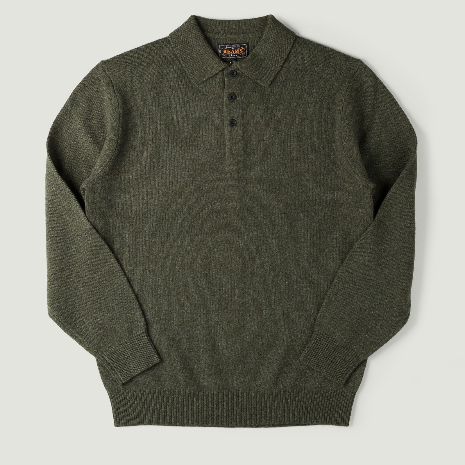 Vignettes-BEAMS-PLUS-flâneurs-pull-Knit-Polo-9G-Green