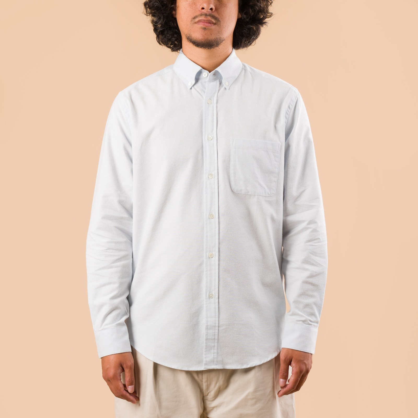 image de face flaneurs chemise PORTUGUESE FLANNEL Brushed Oxford Light Blue