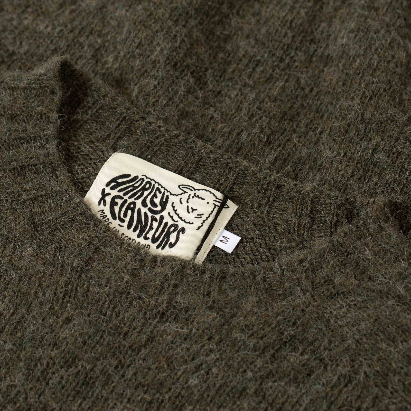 Harley Of Scotland X Flâneurs Shaggy Crew Neck Sweater Bog