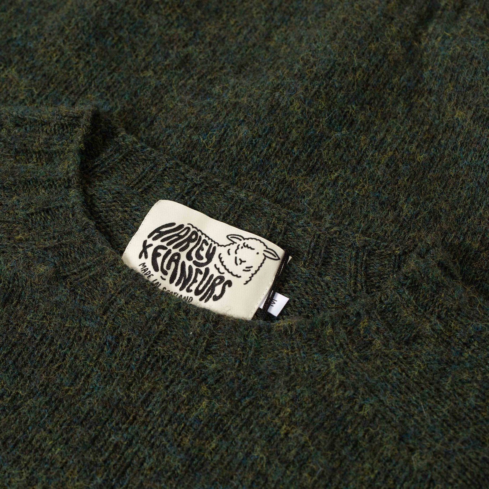 pull laine ecossais Harley of Scotland X Flâneurs détail-evergreen