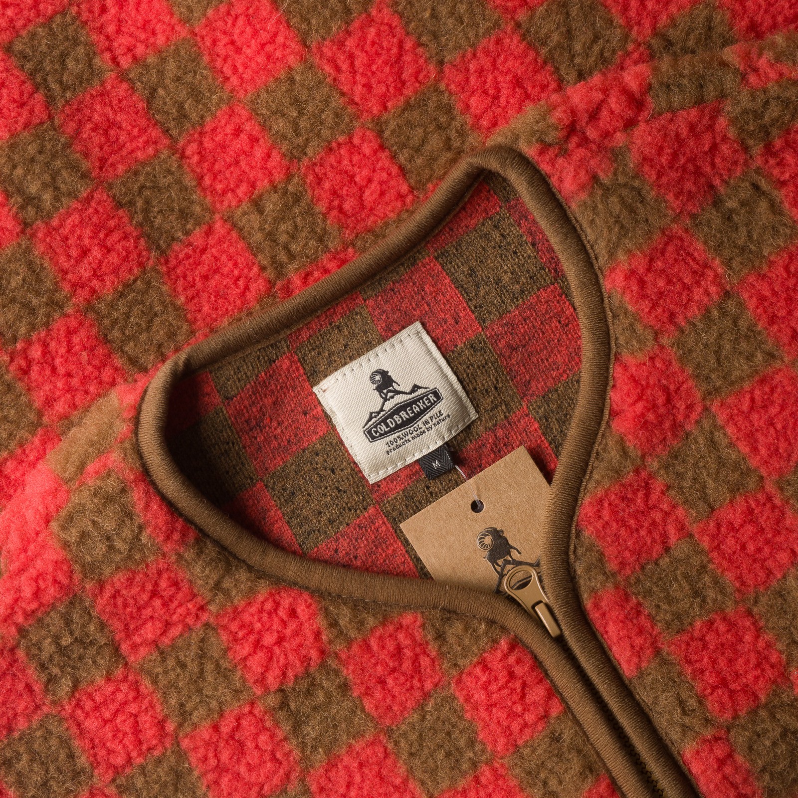 Image-Flâneurs_COLDBREAKER / Pepitco Vest Ultralight Coral/Camello_detail-1