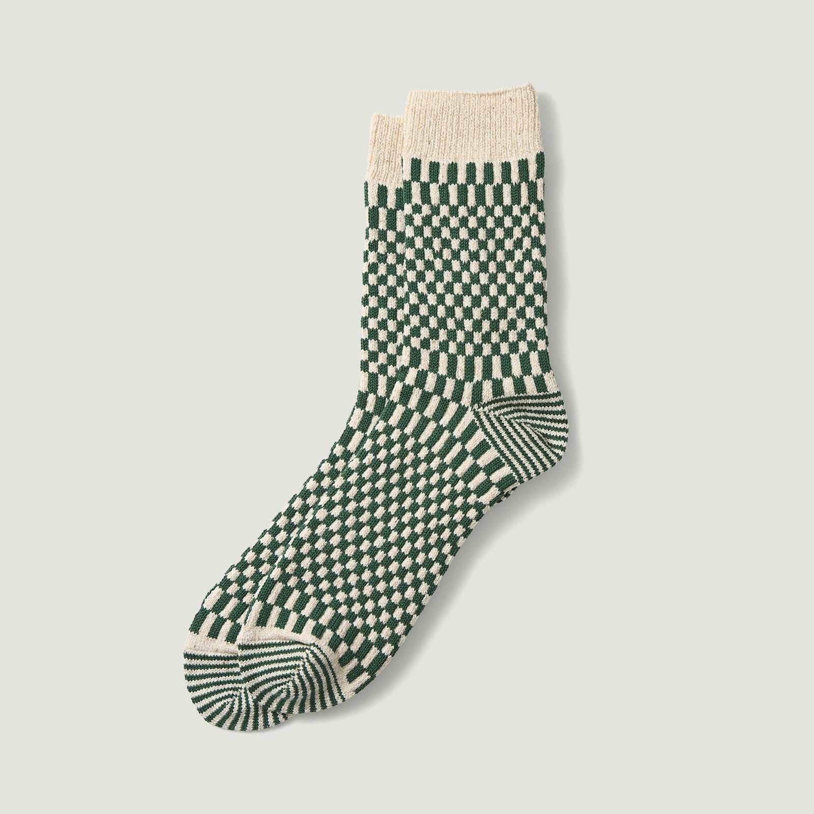 Image-Flâneurs_ROTOTO / Checkeboard Pattern Socks Green_Vignette