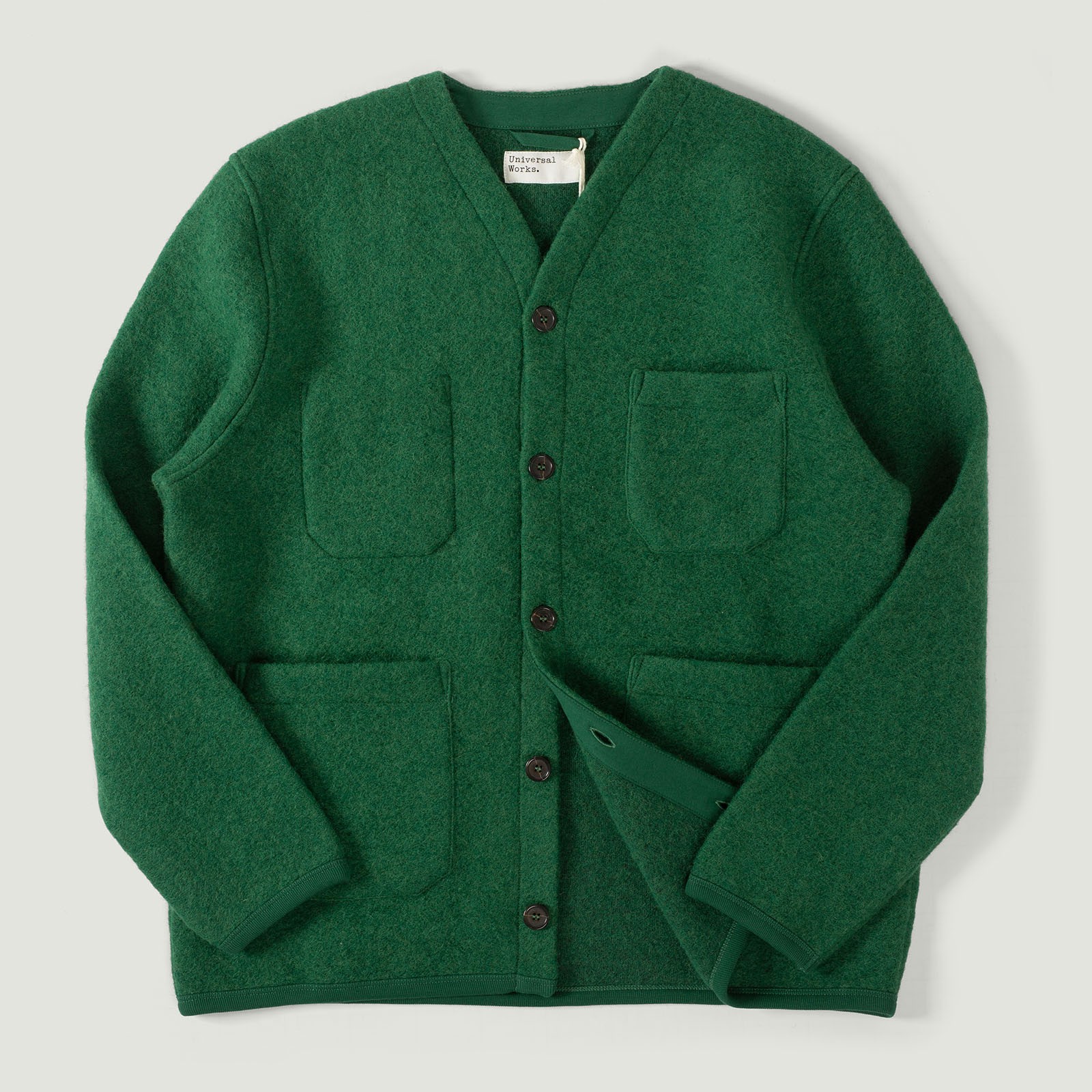 vignette flâneurs UNIVERSAL WORKS Wool Fleece Cardigan Green