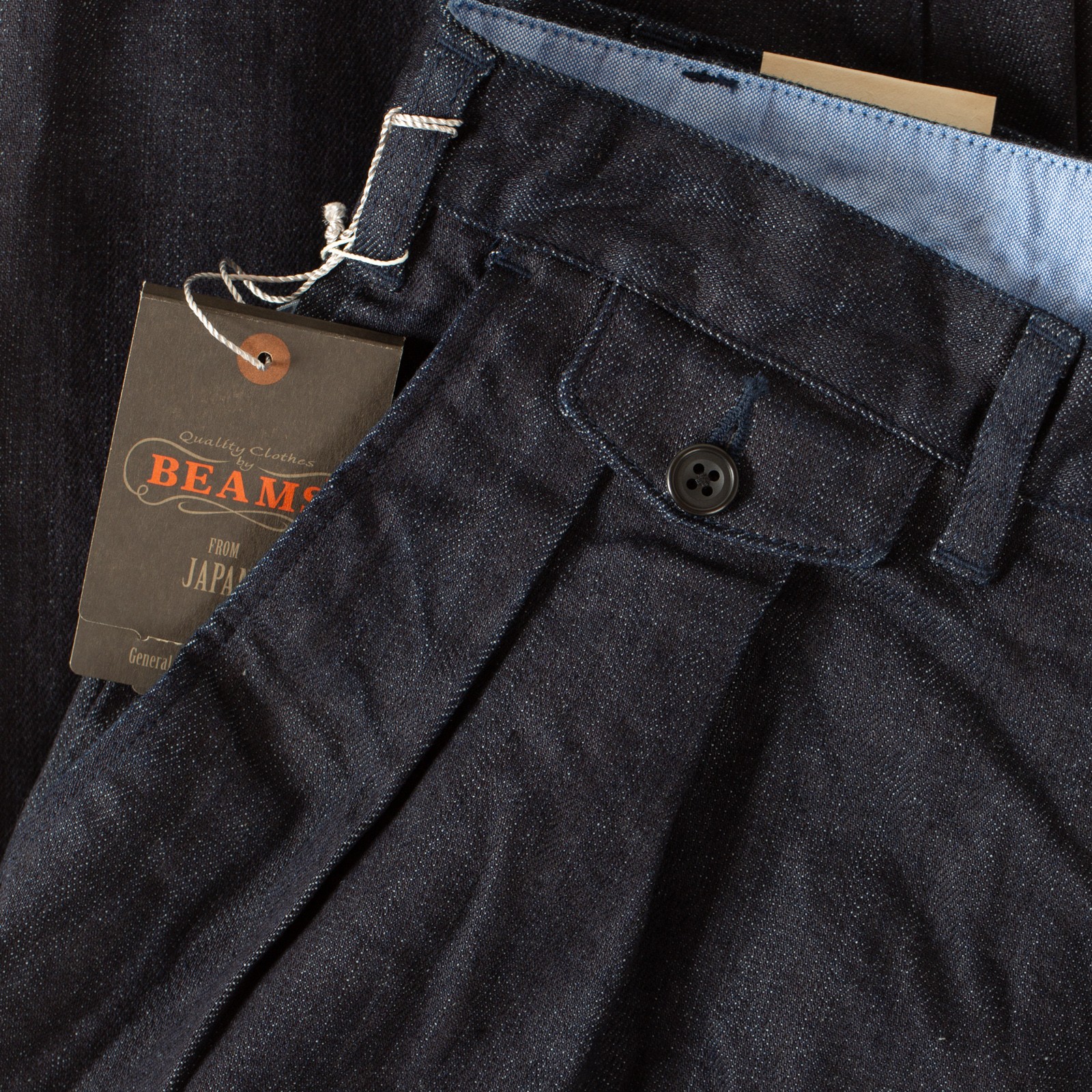 image detail flaneurs Beams + 2 Pleats tapered denim indigo (2)