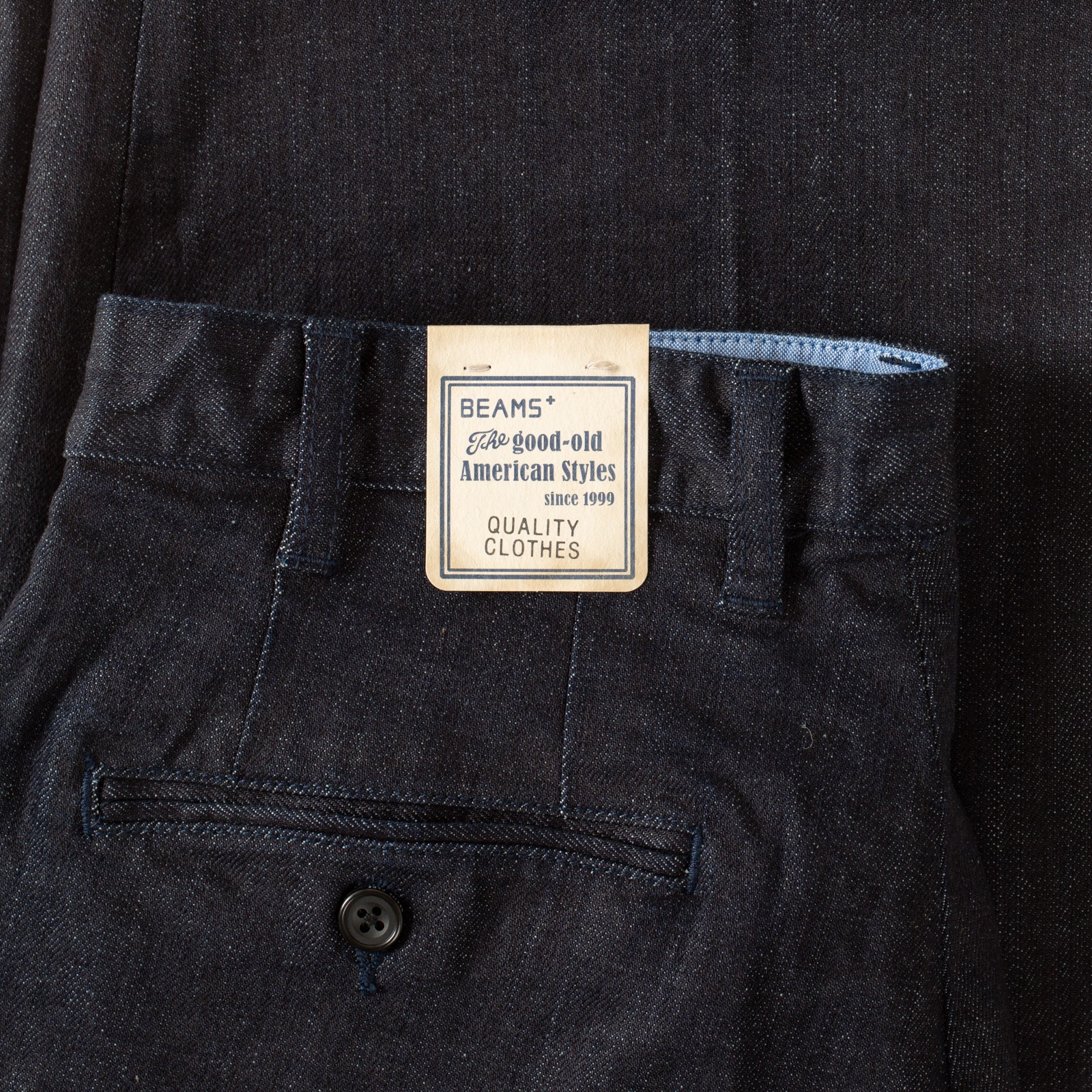 image detail flaneurs Beams + 2 Pleats tapered denim indigo (4)
