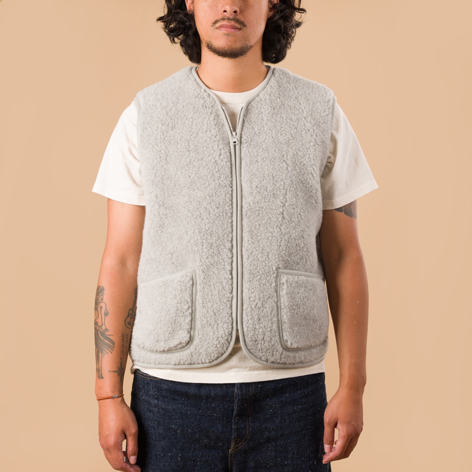 image flaneurs lining Coldbreaker laine Pepitco Vest Ultralight Silver de face