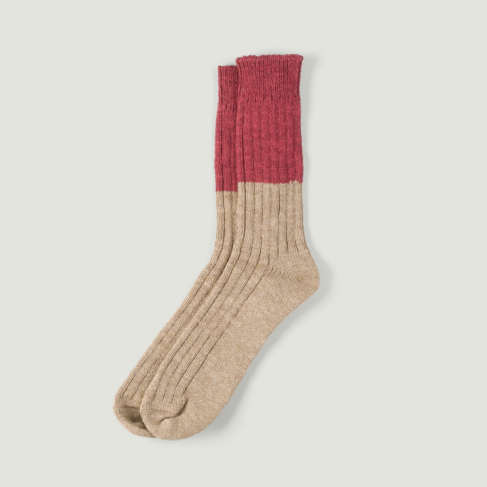 Wool Cotton Slab Socks Red