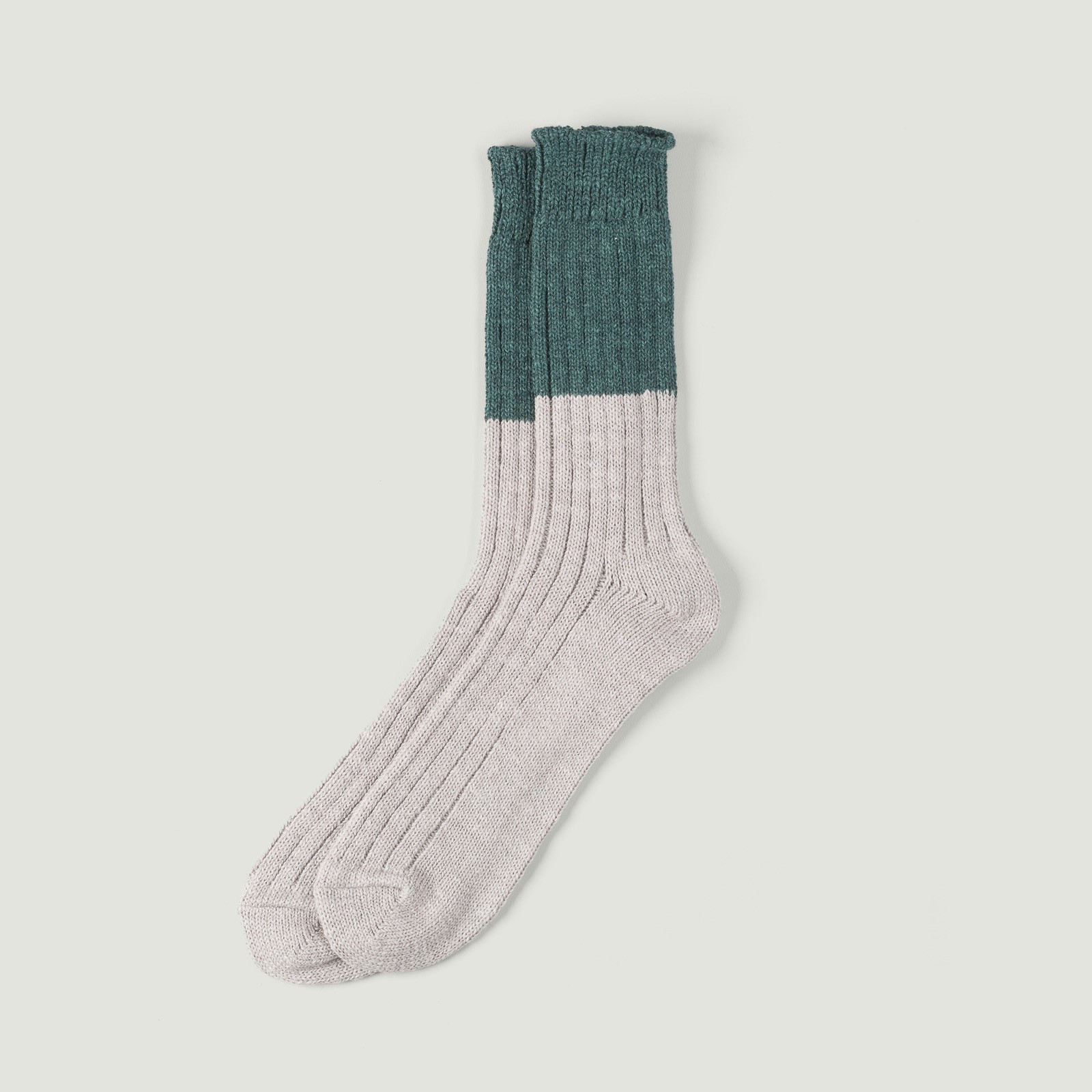 Wool Cotton Slab Socks Jungle Green