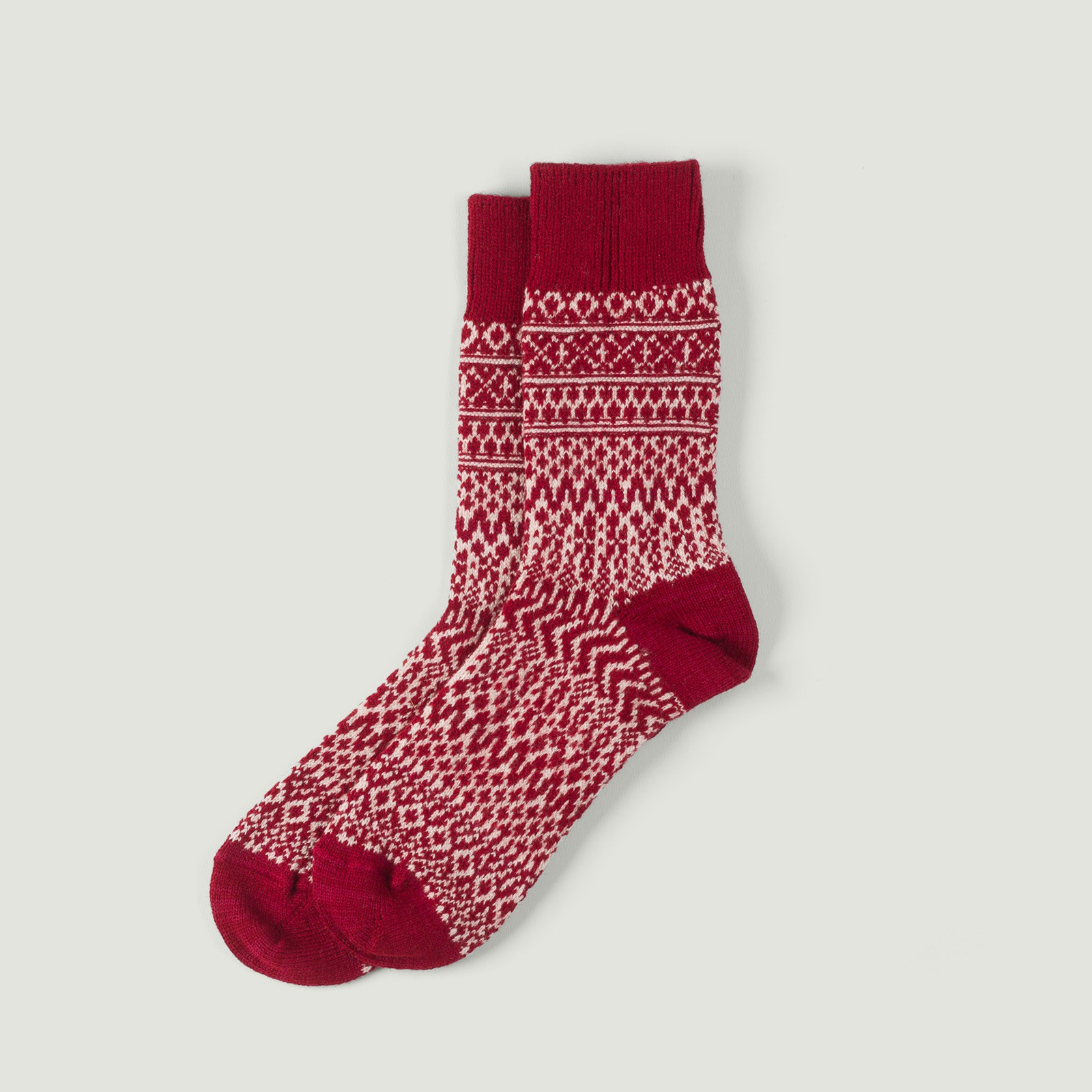 Image-Flâneurs_NISHIGUCHI KUTSUSHITA / Wool Jacquard Socks Wine_Vignette
