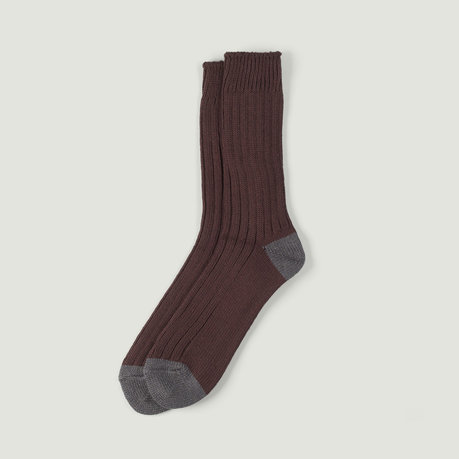 Luxurious Cotton Ribbed Socks Brown