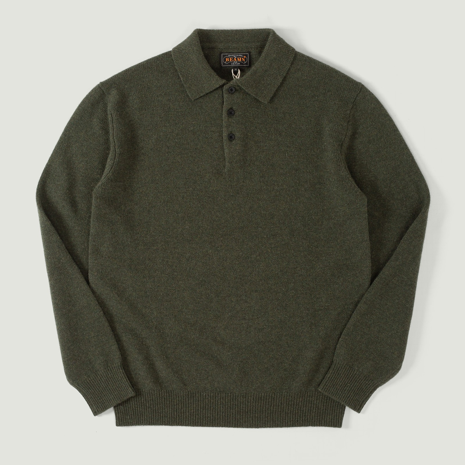 vignette flaneurs pull col polo BEAMS PLUS  Knit Polo 9G Green (4)