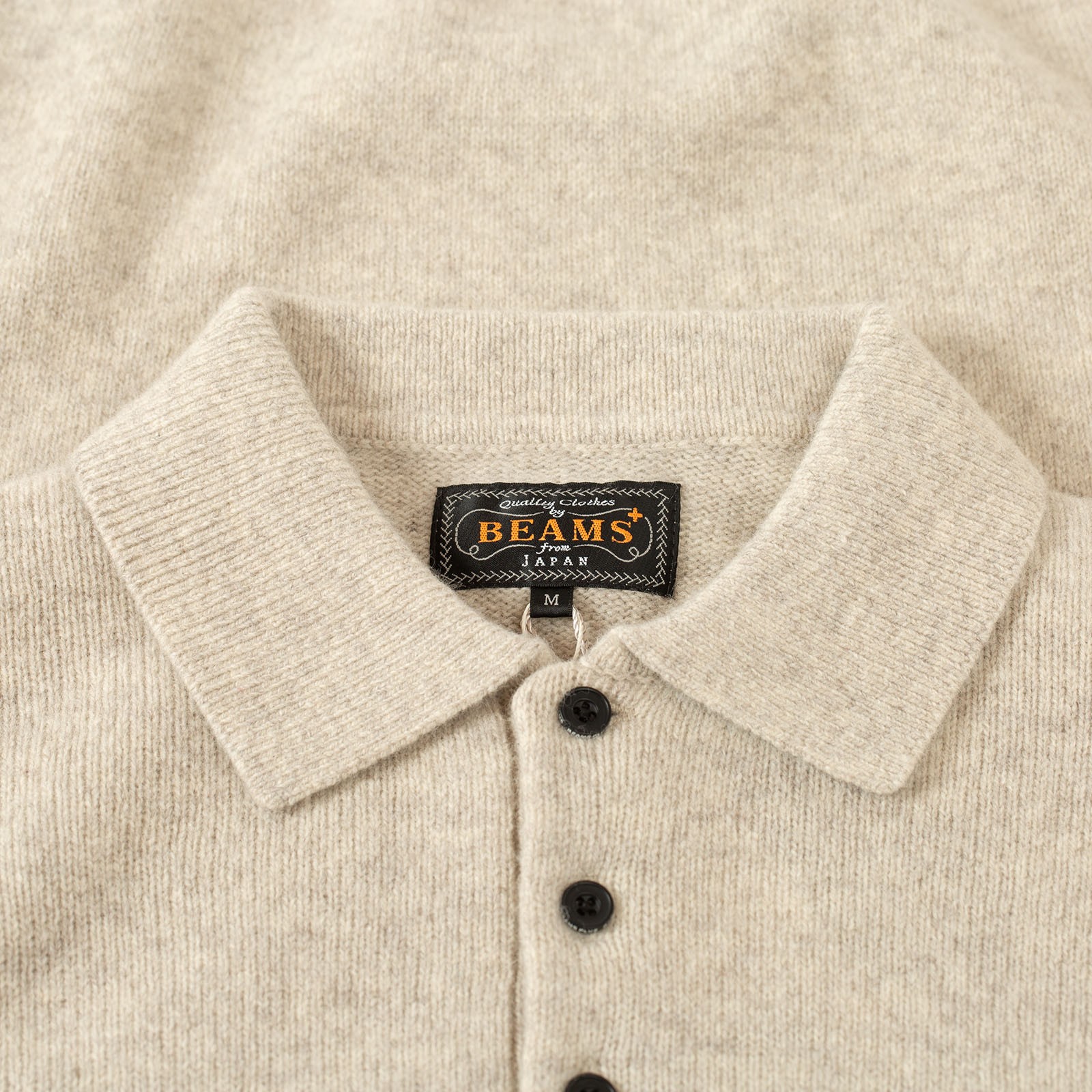 knit polo Beams plus detail cream