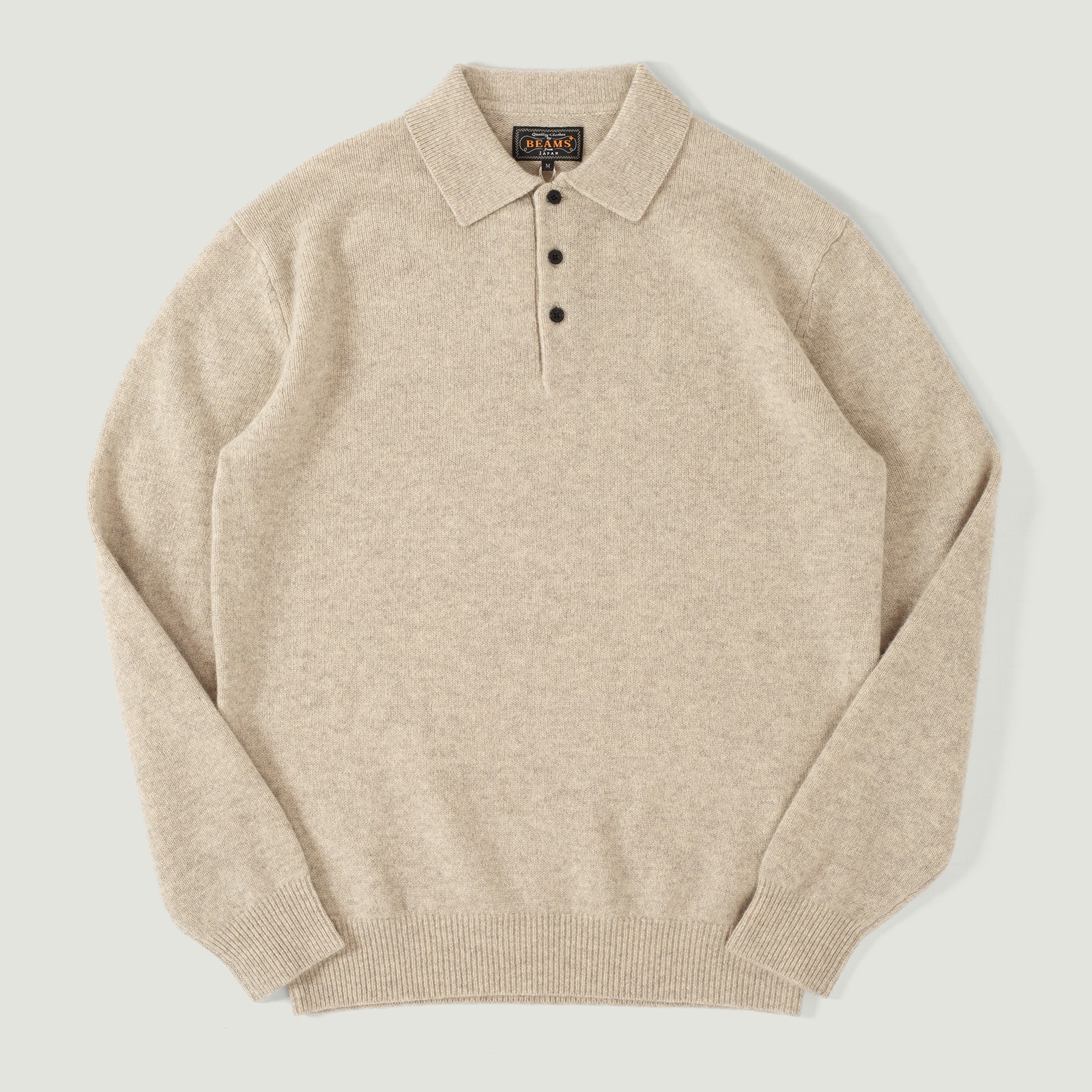 vignette flaneurs pull col polo BEAMS PLUS  Knit Polo 9G Beige