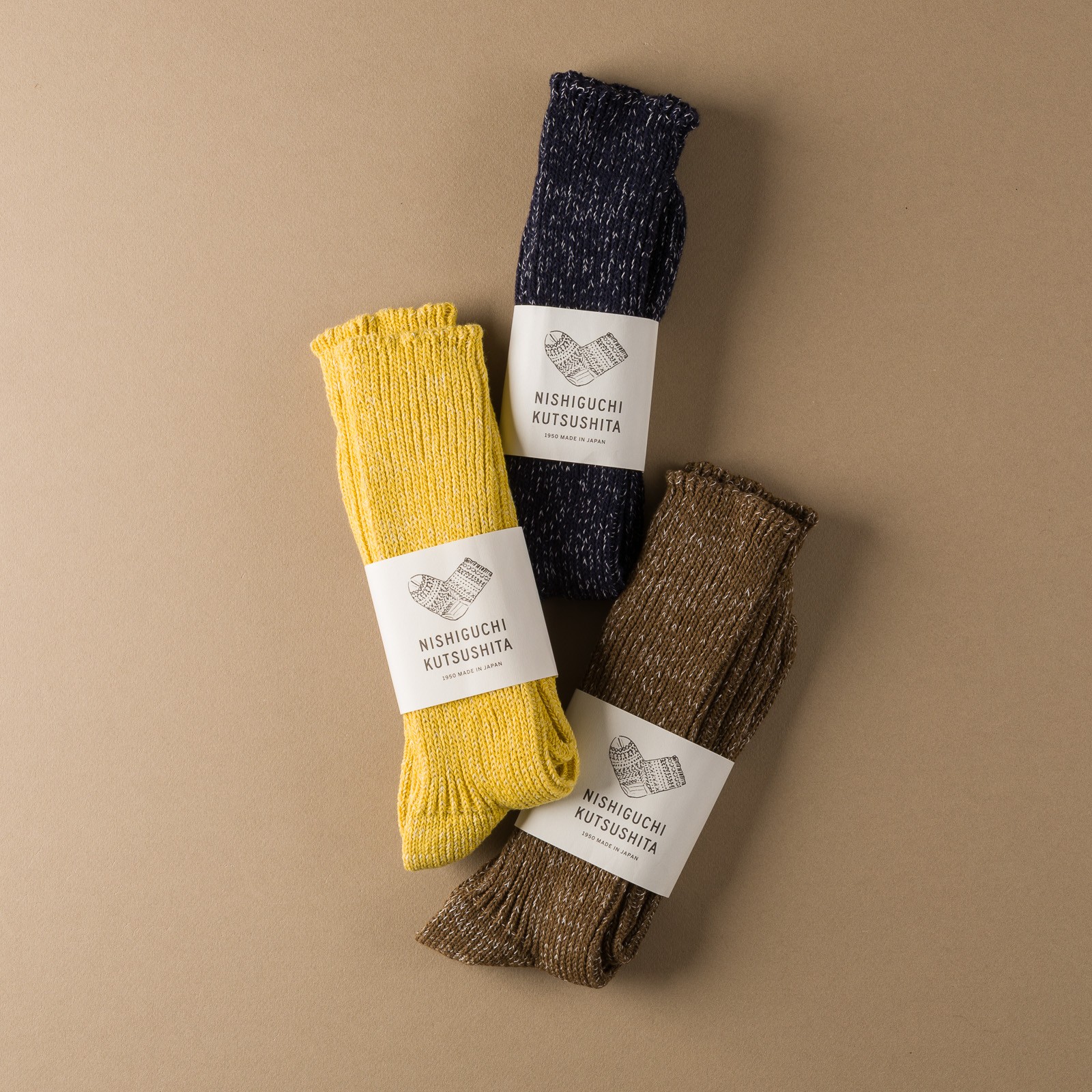 Image-Flâneurs_NISHIGUCHI KUTSUSHITA / Hemp Cotton Ribbed Socks Vintage Yellow_Detail