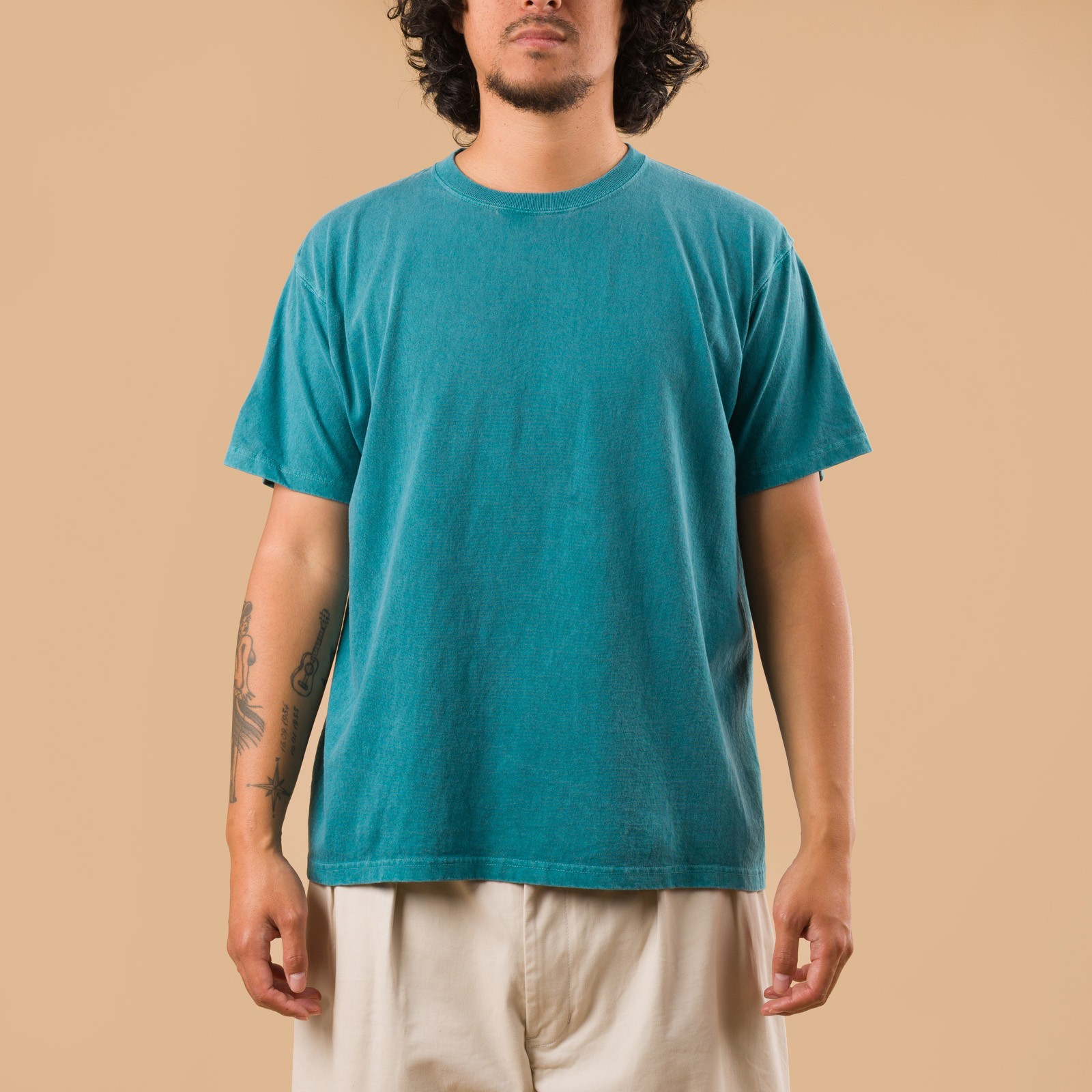 images porté flâneurs tee-shirt Good On Short Sleeve Crew T-Shirt P-Nile Blue de face